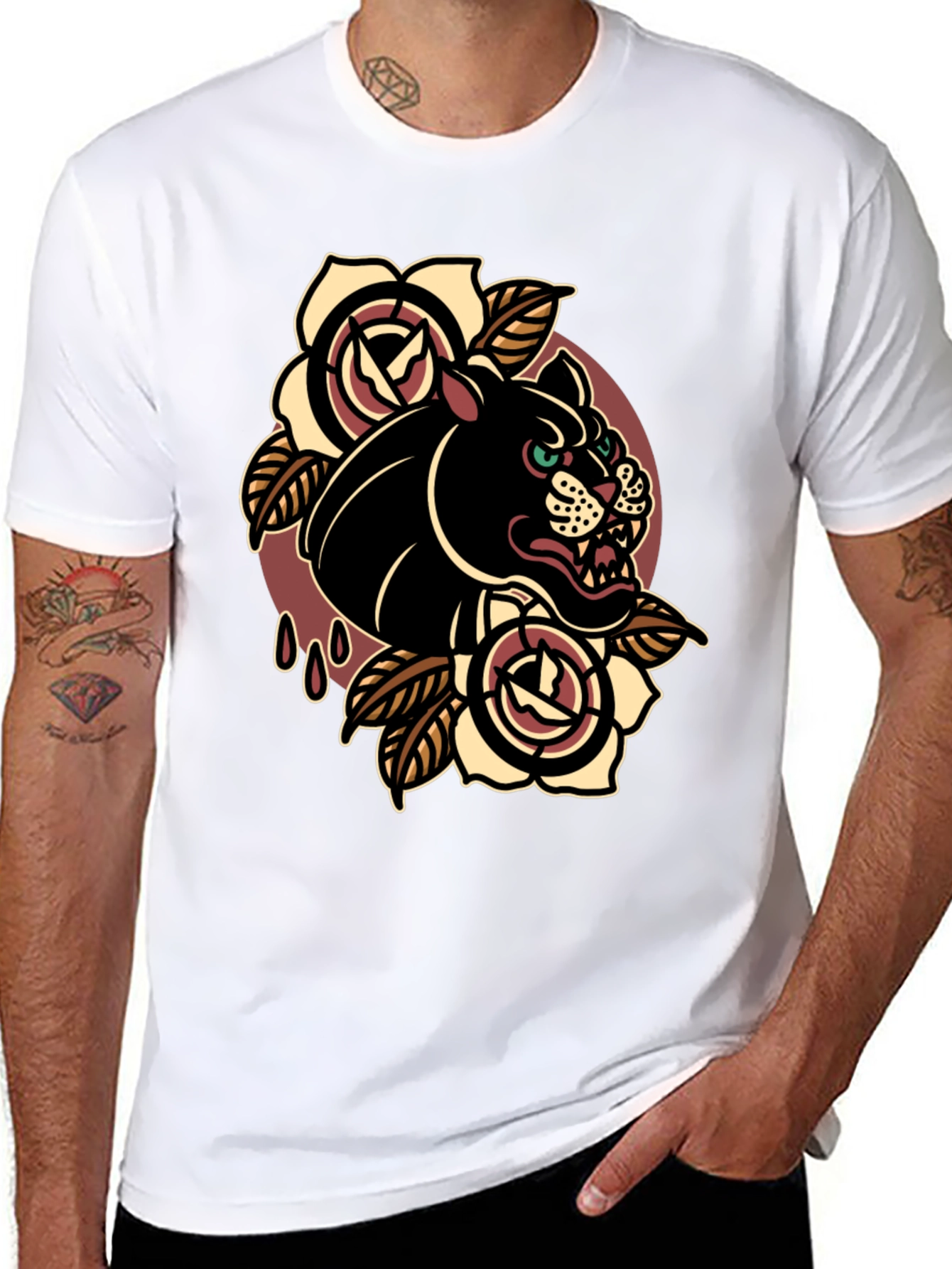 Black Panther Graphic Tee - Classic Tattoo Style