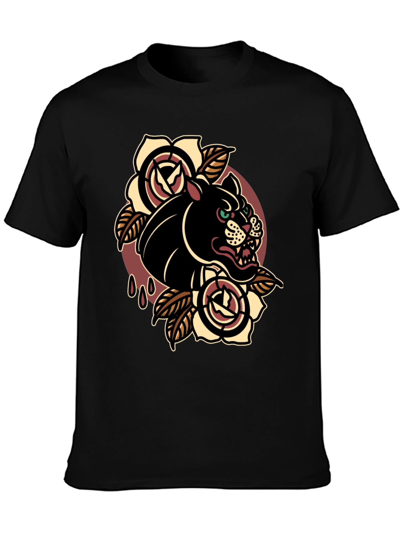Black Panther Graphic Tee - Classic Tattoo Style