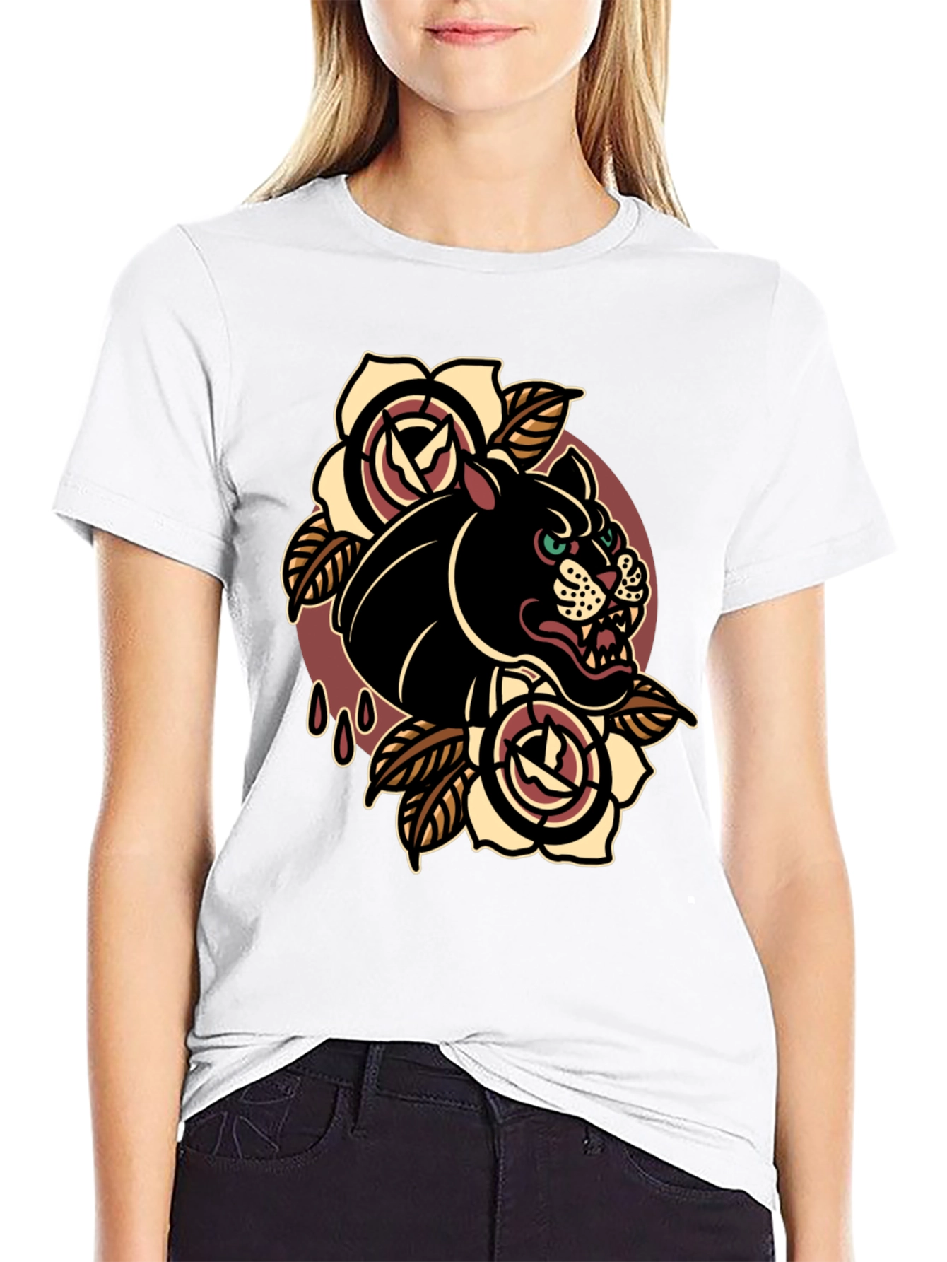 Black Panther Graphic Tee - Classic Tattoo Style