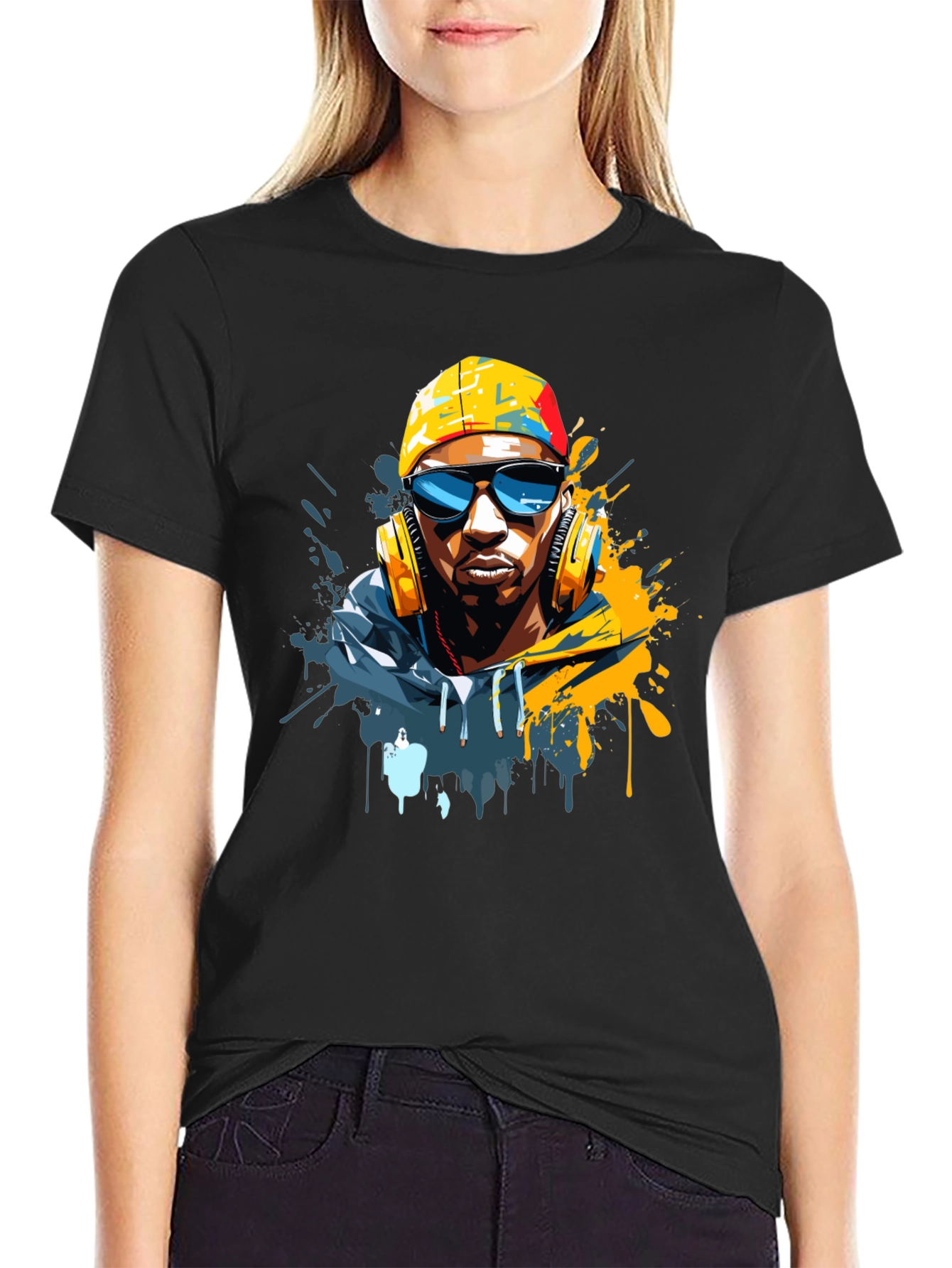 Cool Urban Artist Graphic Tee - Black