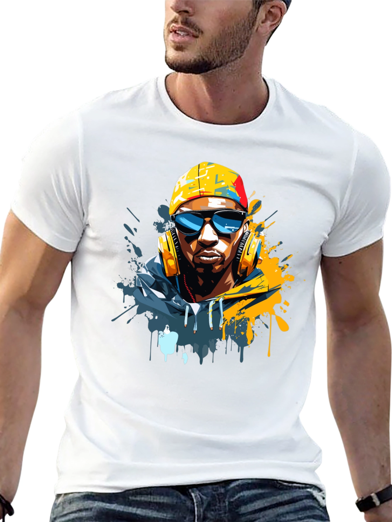 Cool Urban Artist Graphic Tee - Black