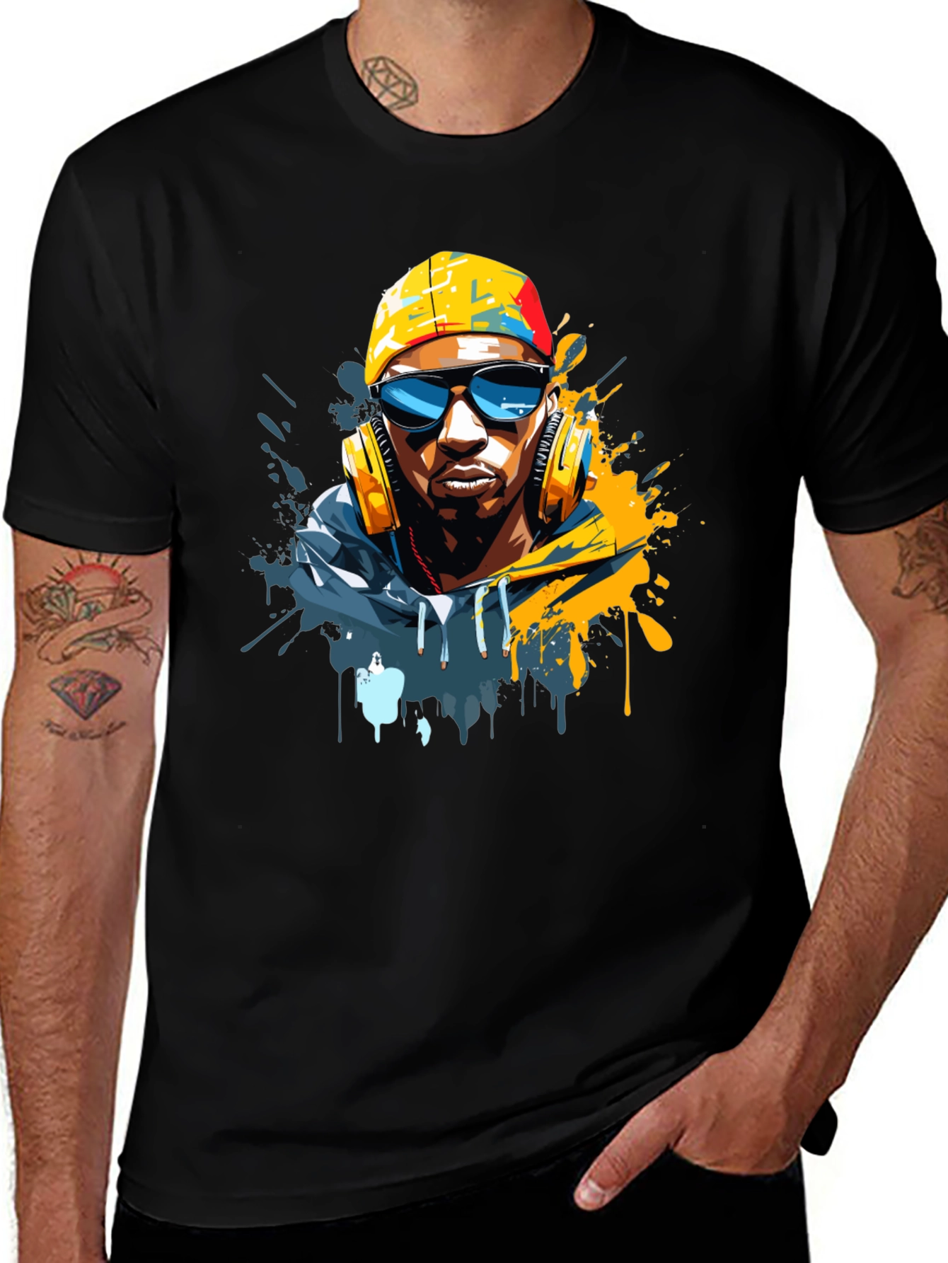 Cool Urban Artist Graphic Tee - Black