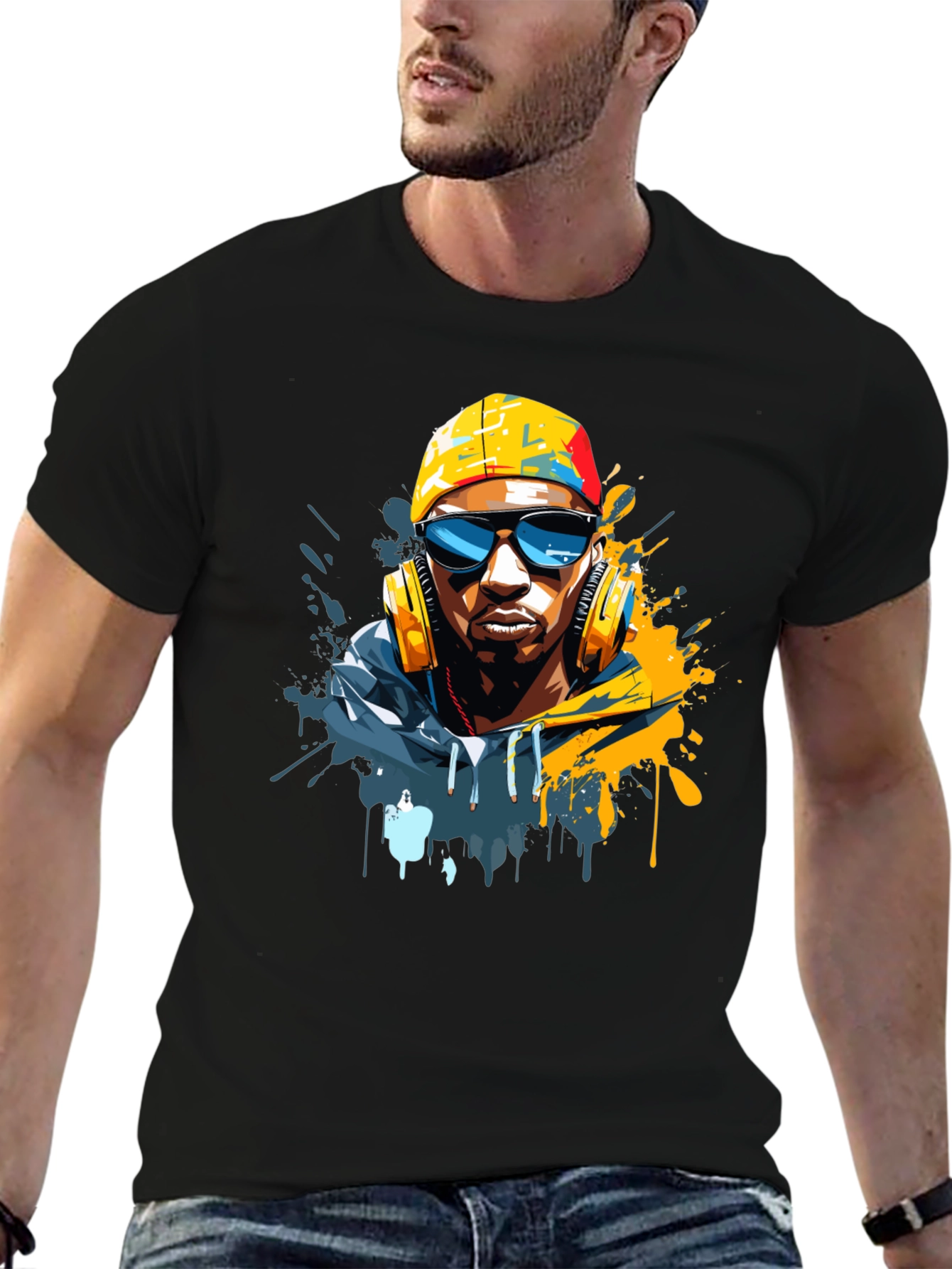 Cool Urban Artist Graphic Tee - Black