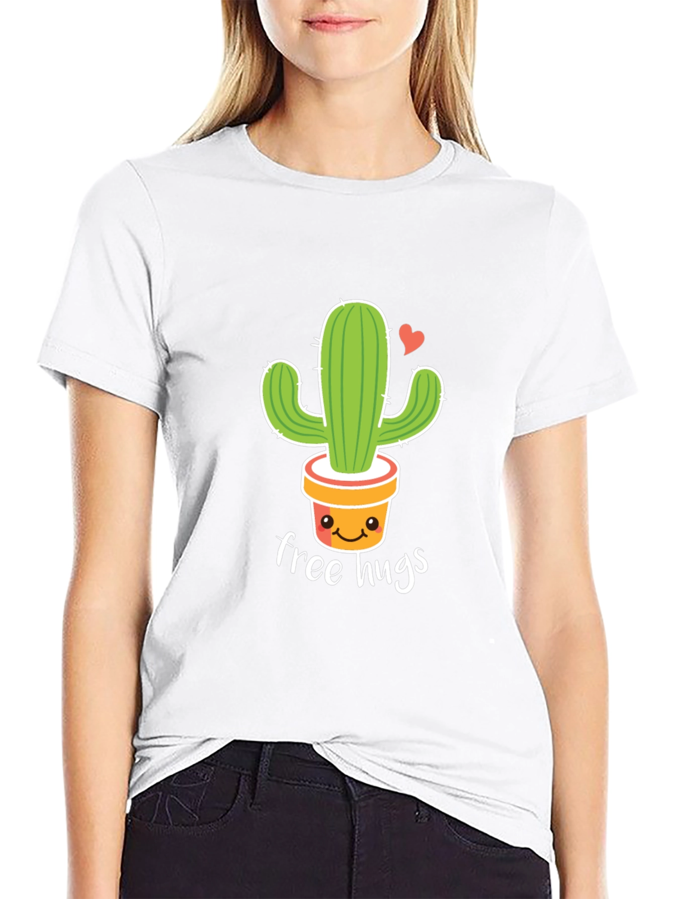 Cute Cactus Free Hugs Graphic T-Shirt