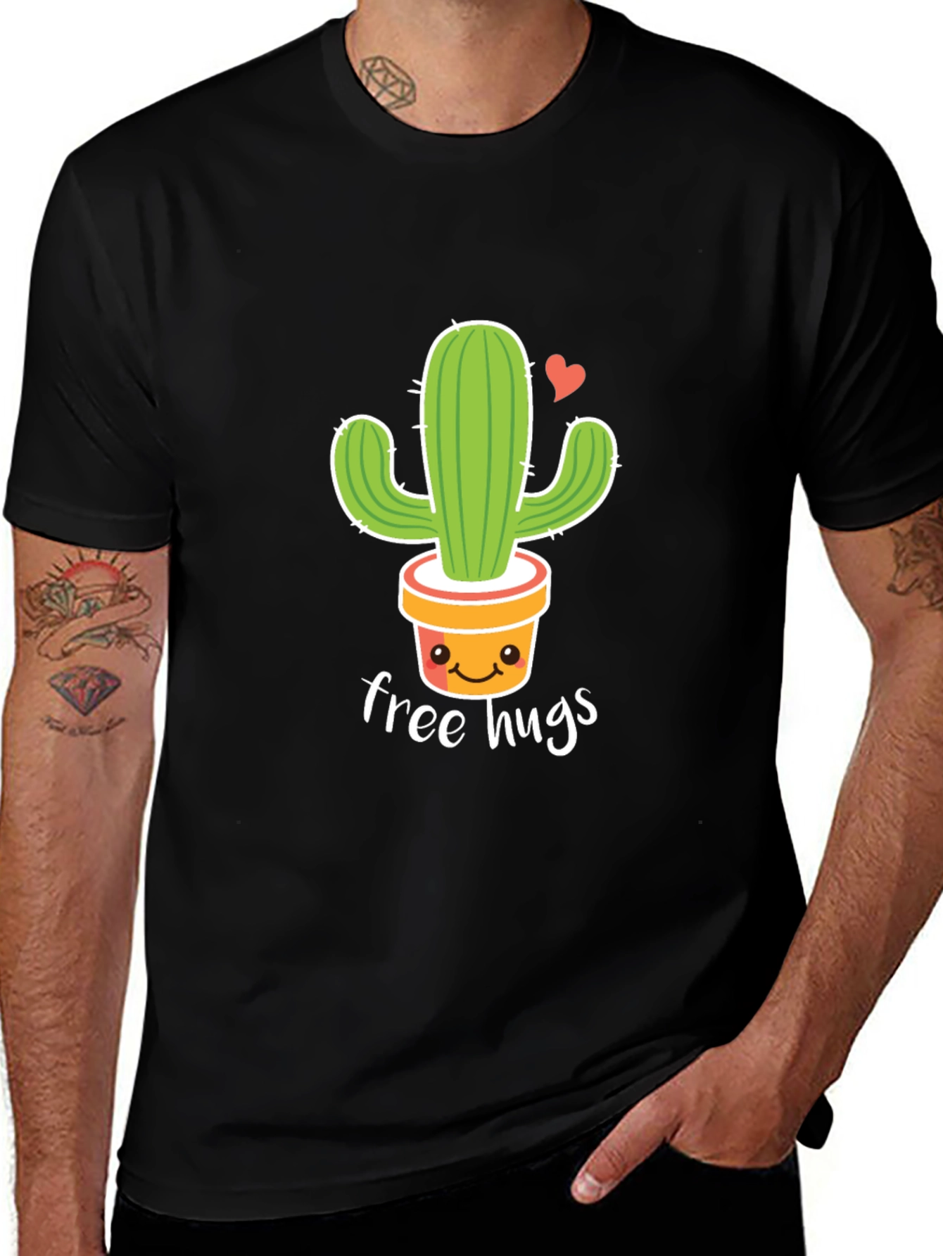 Cute Cactus Free Hugs Graphic T-Shirt