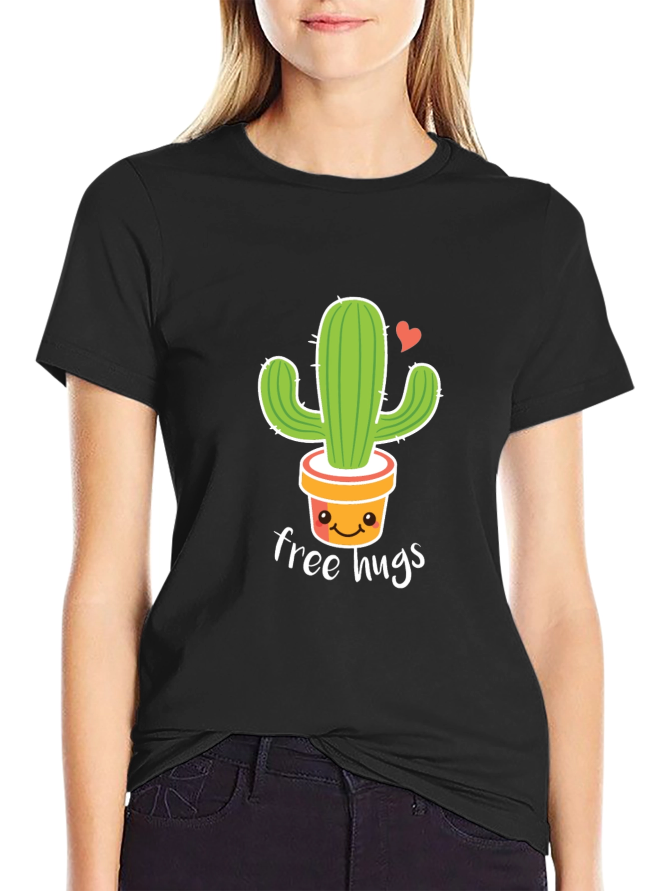 Cute Cactus Free Hugs Graphic T-Shirt