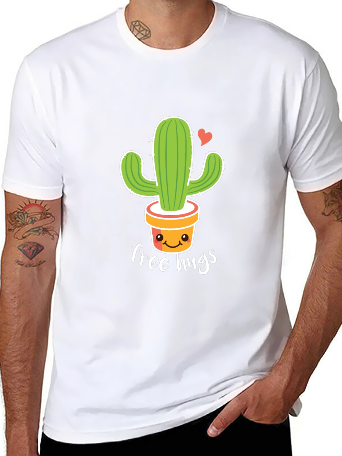 Cute Cactus Free Hugs Graphic T-Shirt