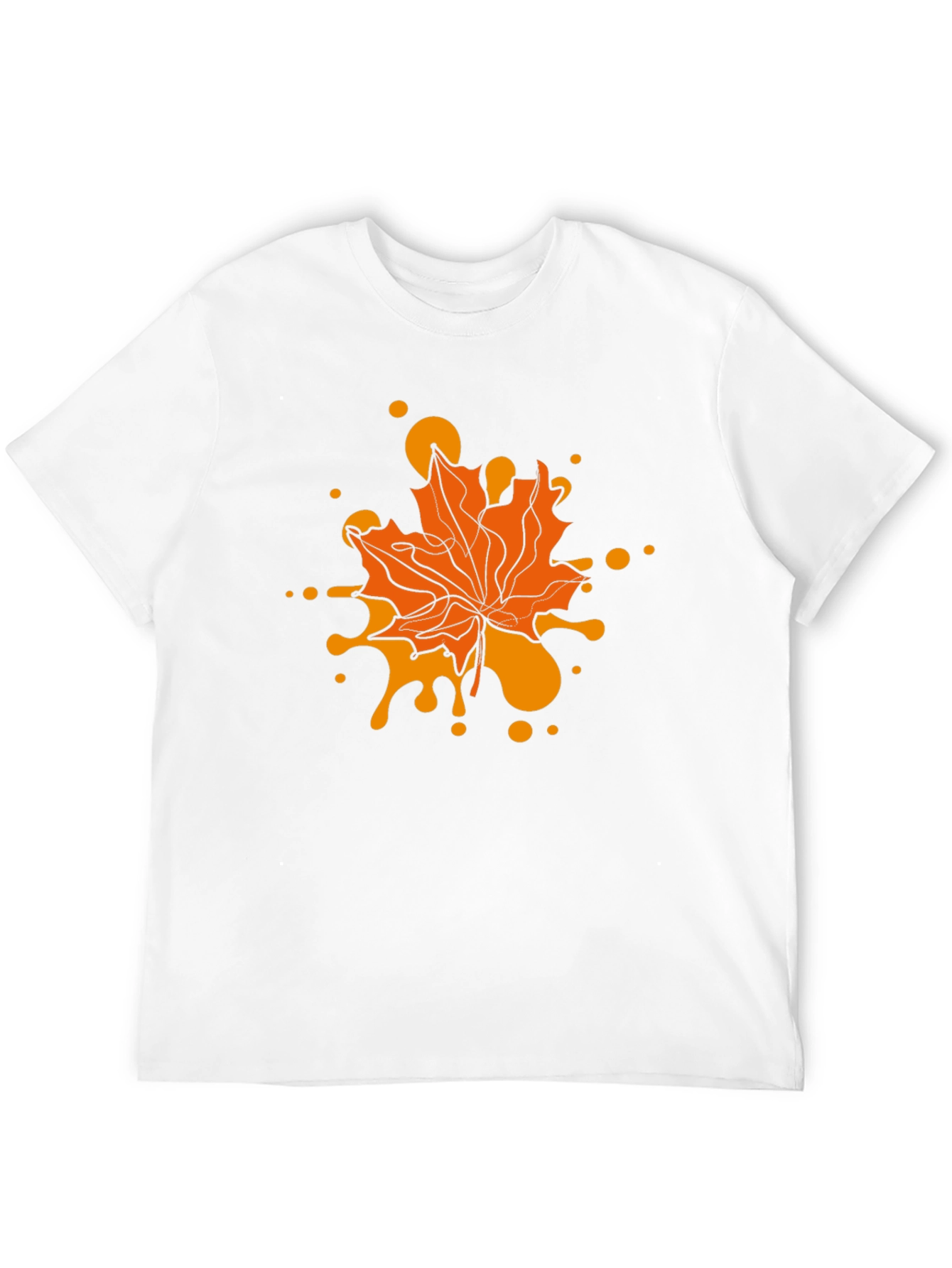 Autumn Maple Leaf Graphic Tee - Black Casual T-Shirt