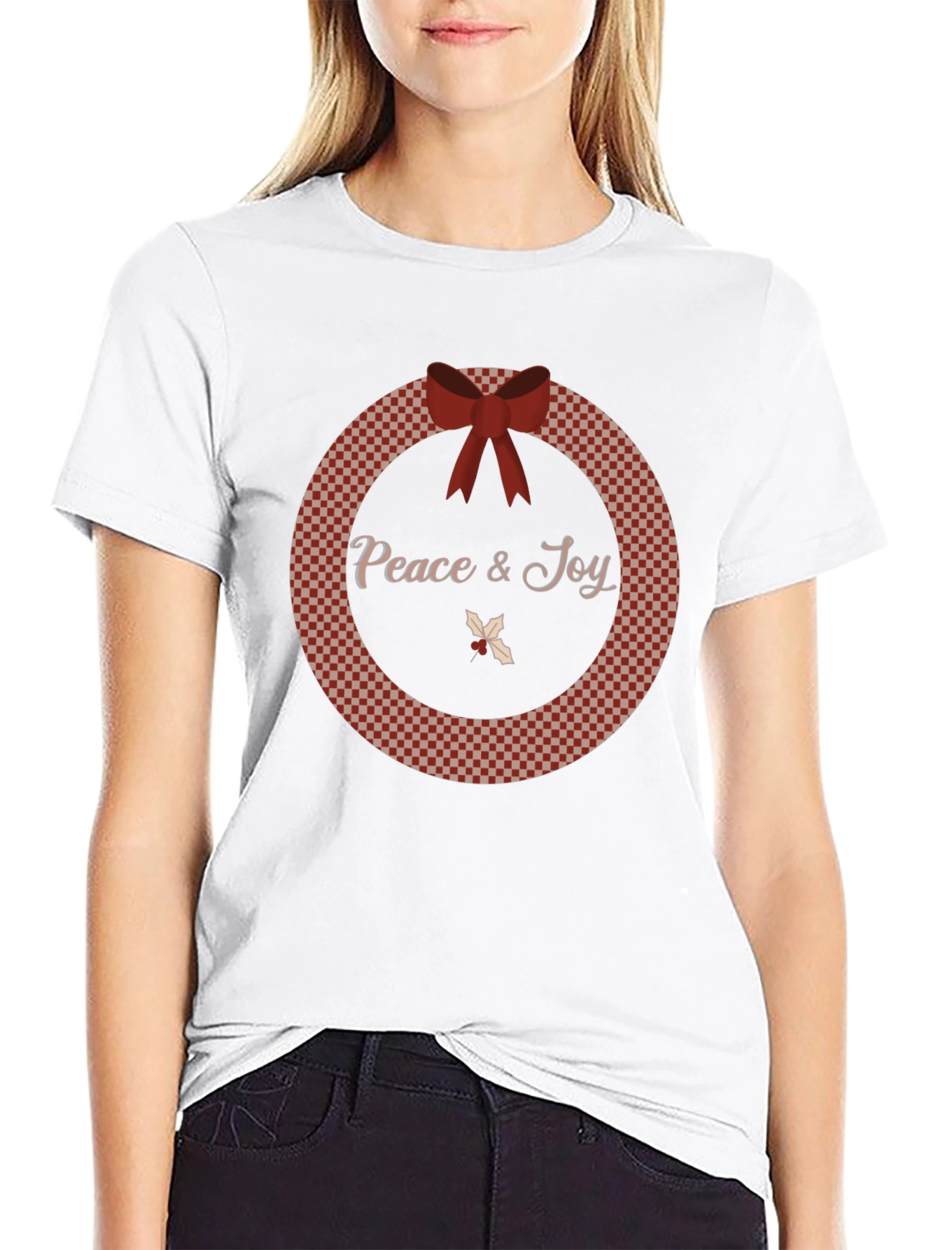 Peace & Joy Wreath Christmas Holiday T-Shirt