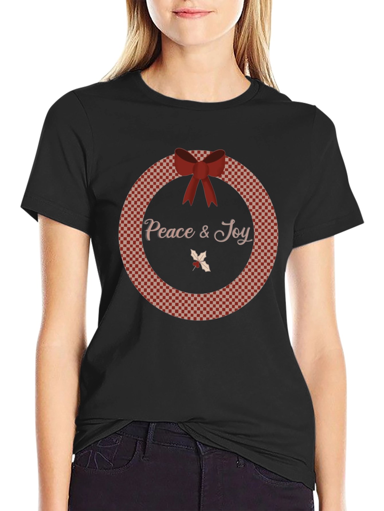 Peace & Joy Wreath Christmas Holiday T-Shirt