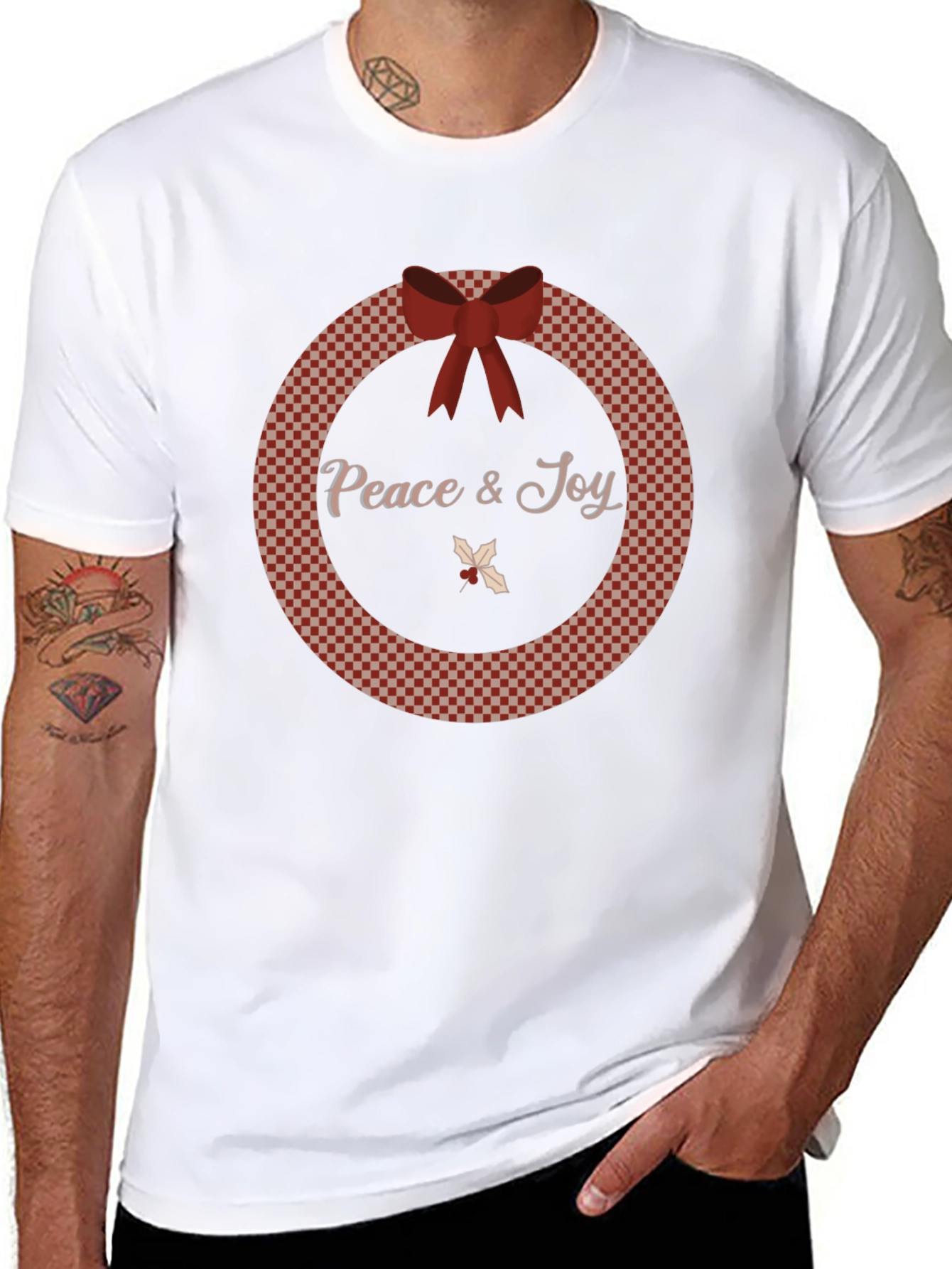 Peace & Joy Wreath Christmas Holiday T-Shirt