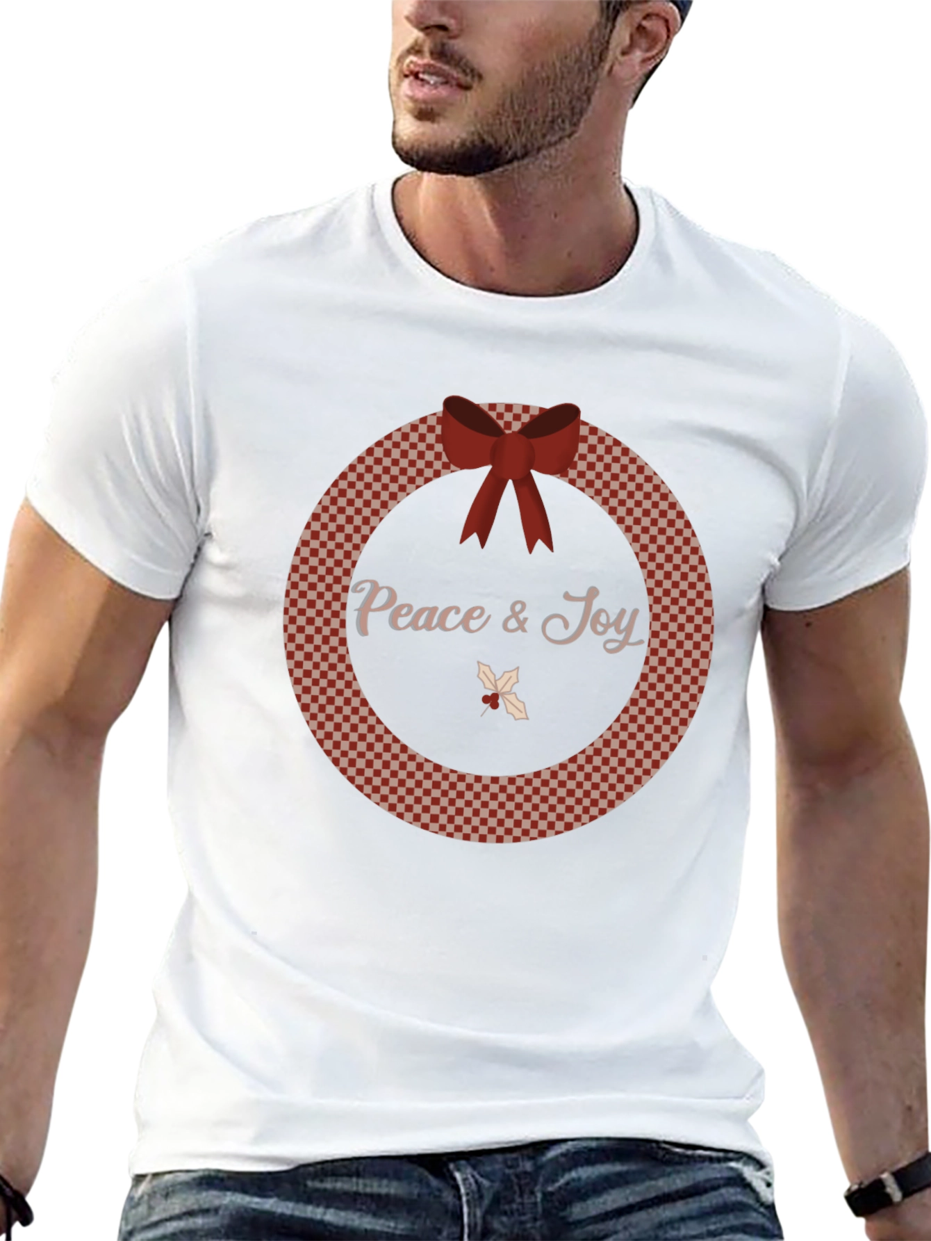 Peace & Joy Wreath Christmas Holiday T-Shirt