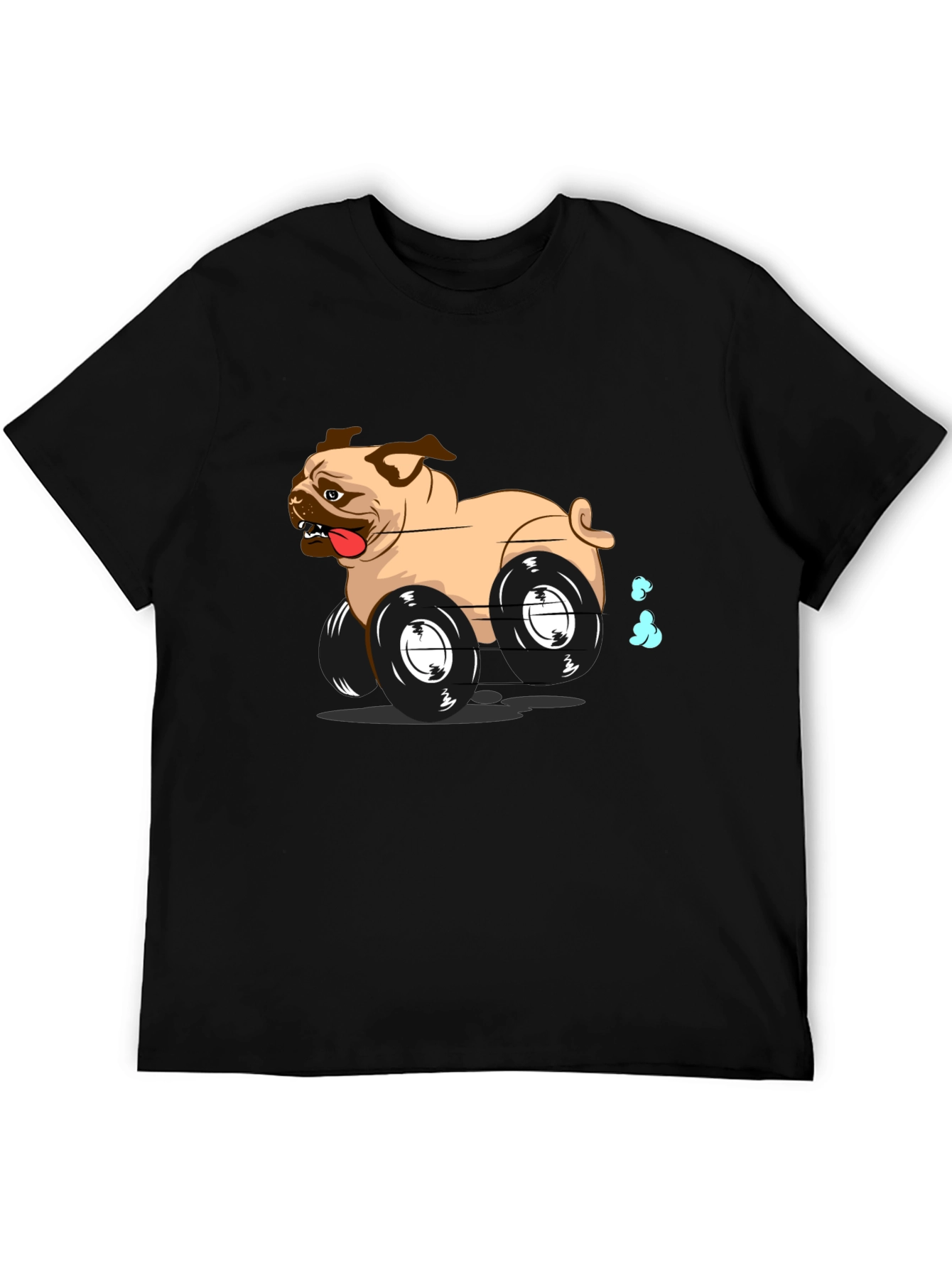 Pug Car Black T-Shirt - Funny Dog Tee