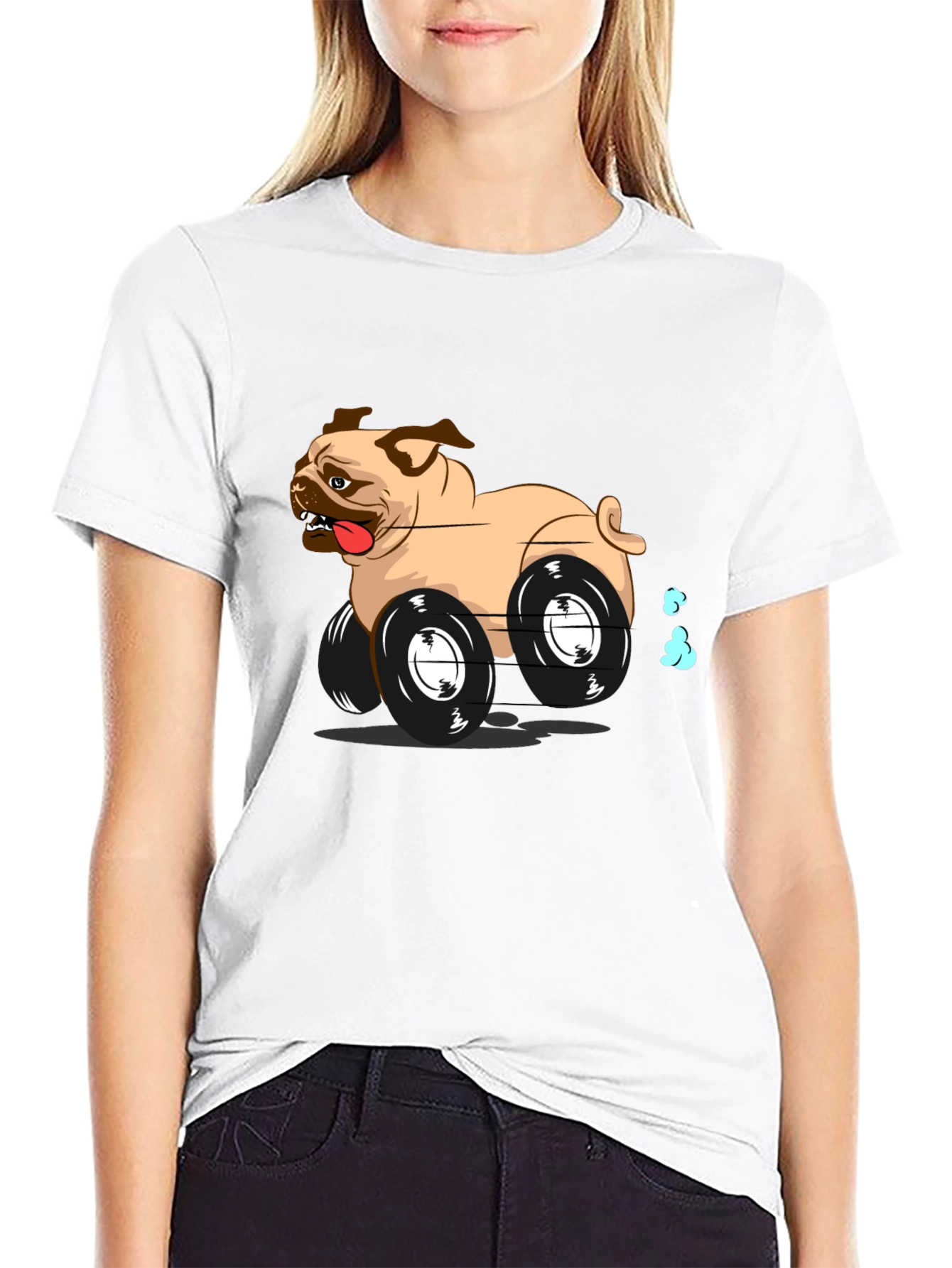 Pug Car Black T-Shirt - Funny Dog Tee