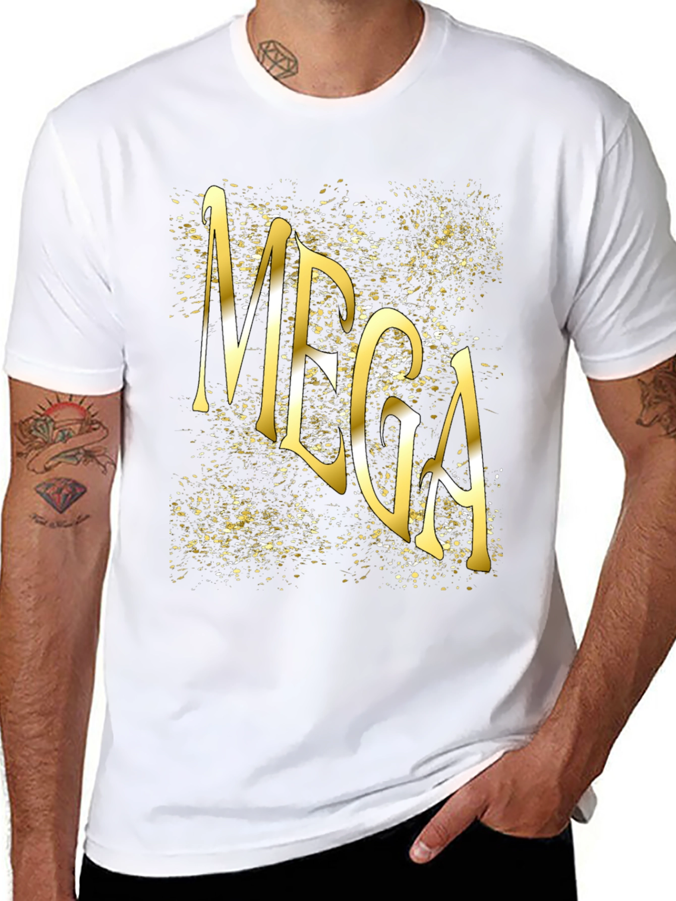 MEGA Gold Print Black Tee