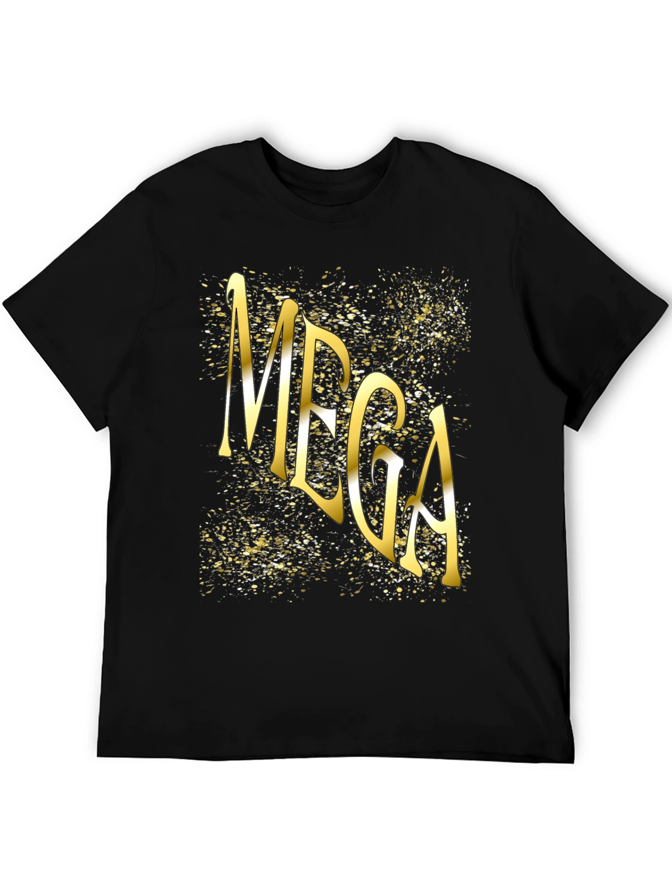 MEGA Gold Print Black Tee
