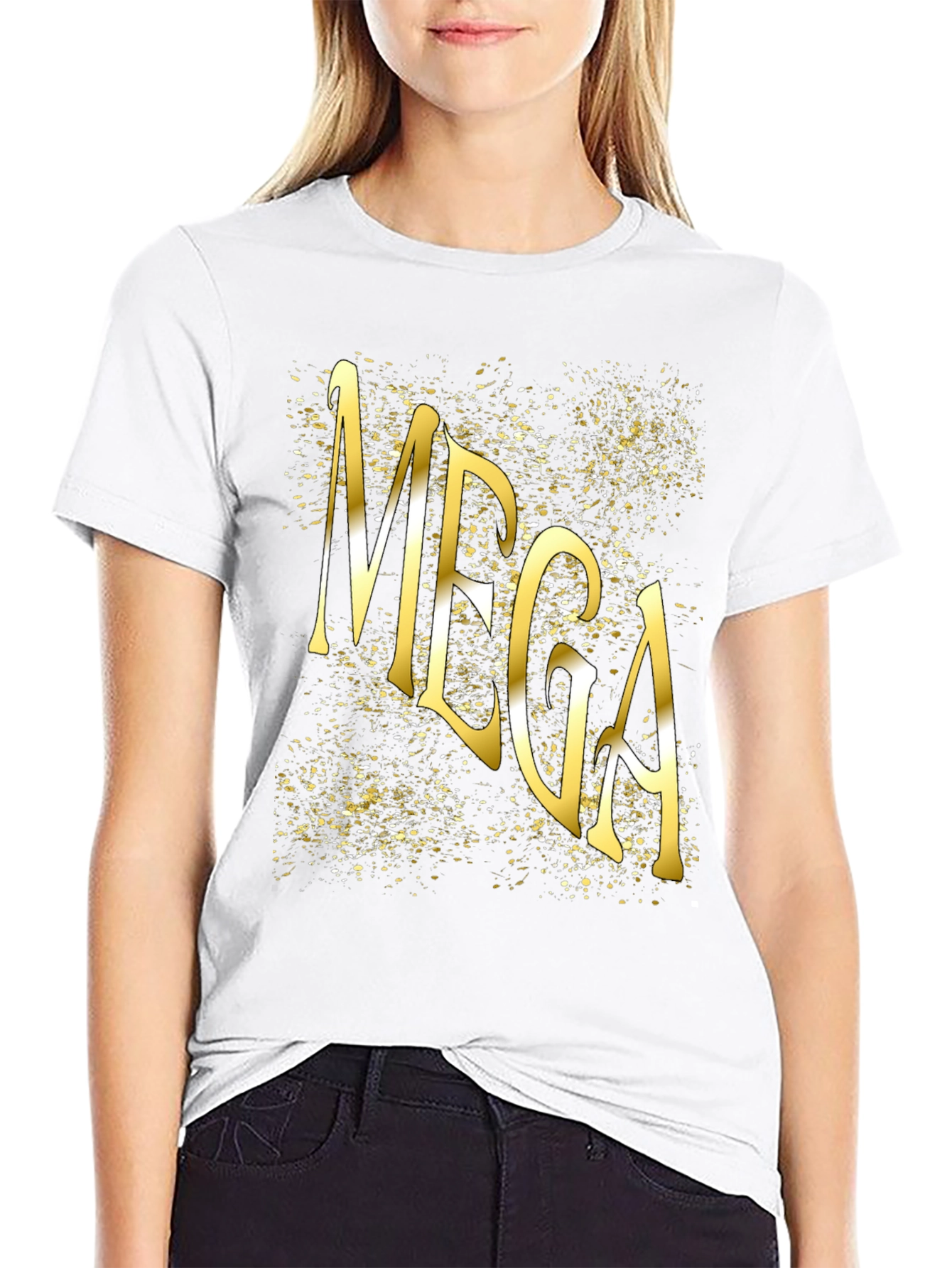 MEGA Gold Print Black Tee