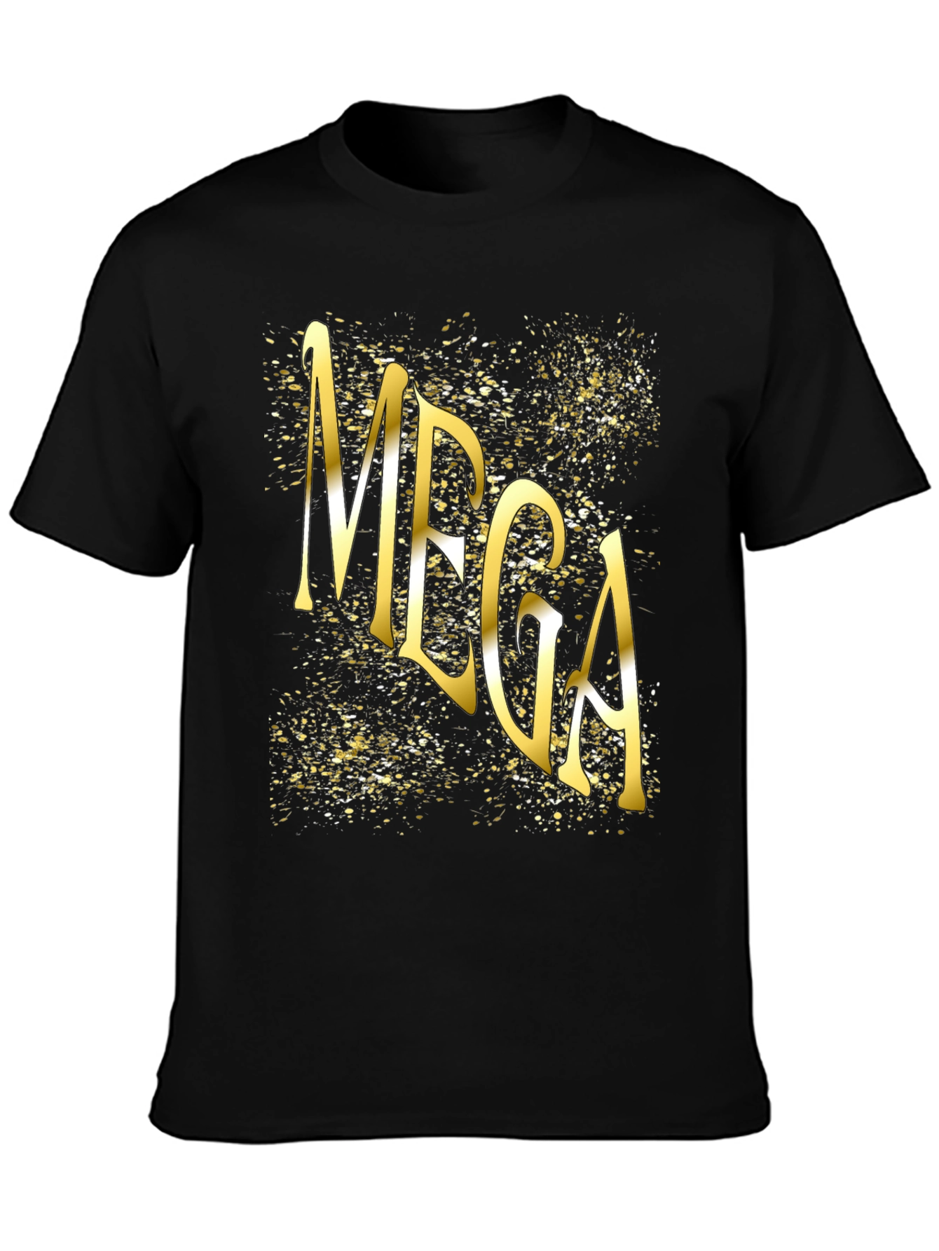 MEGA Gold Print Black Tee