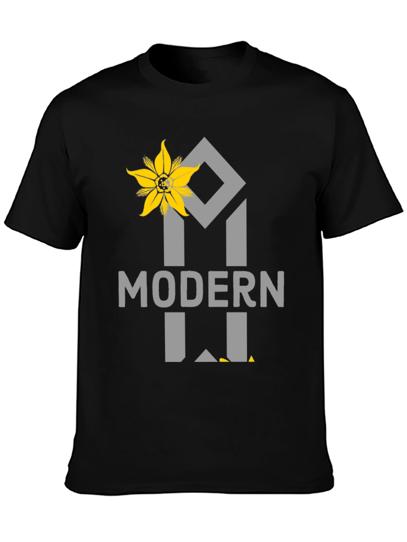 Modern Flower Graphic Tee - Black Unisex Shirt