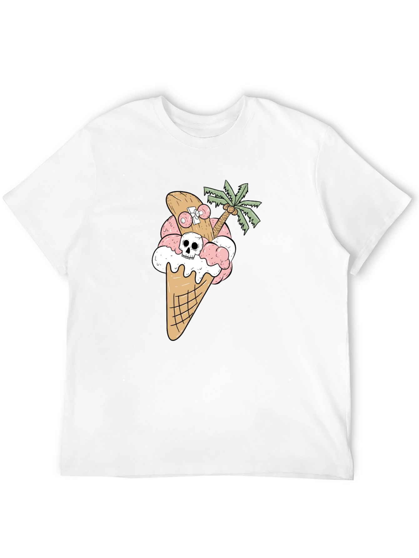 Skateboarding Skull Ice Cream Cone Tee