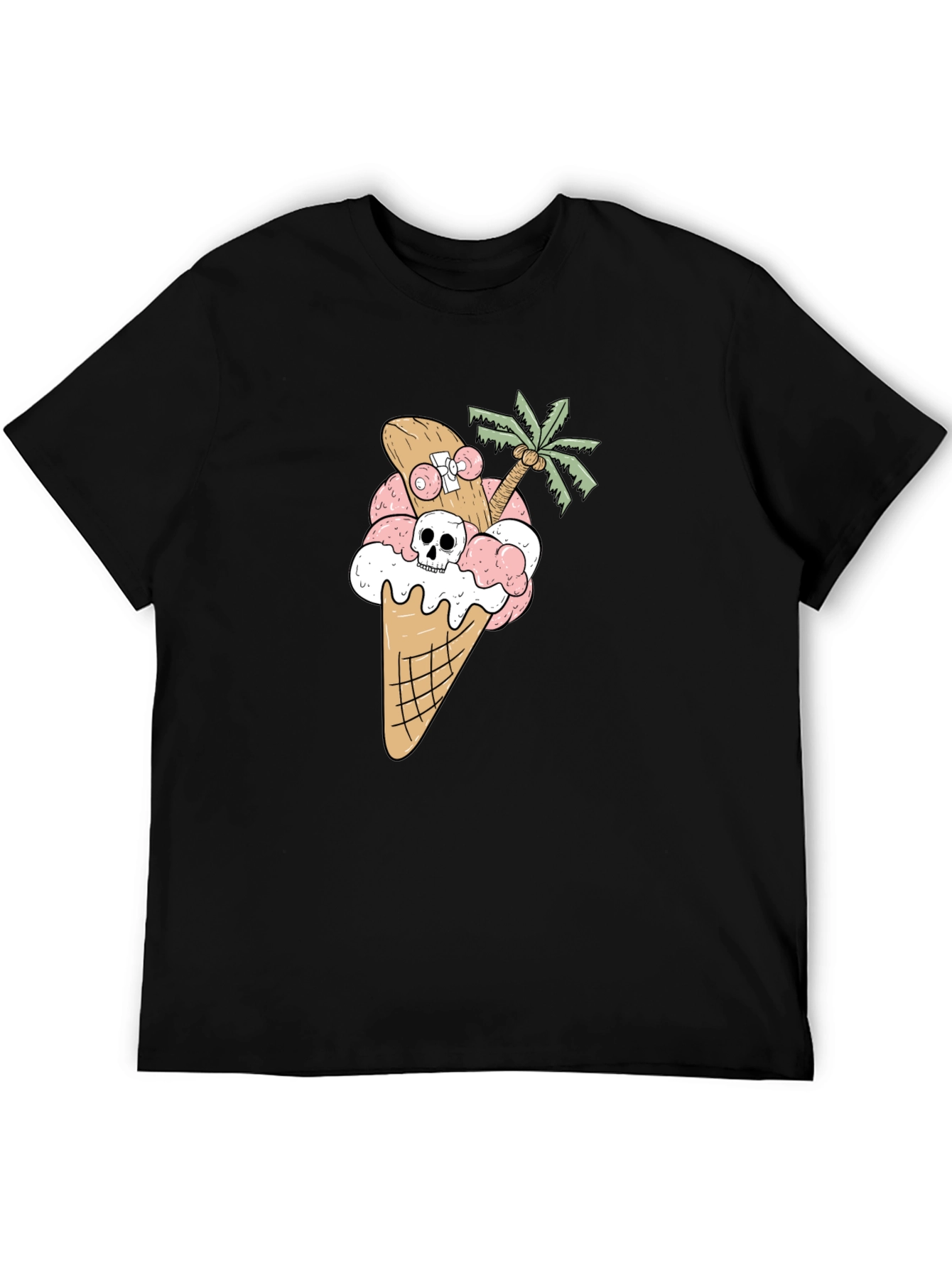 Skateboarding Skull Ice Cream Cone Tee