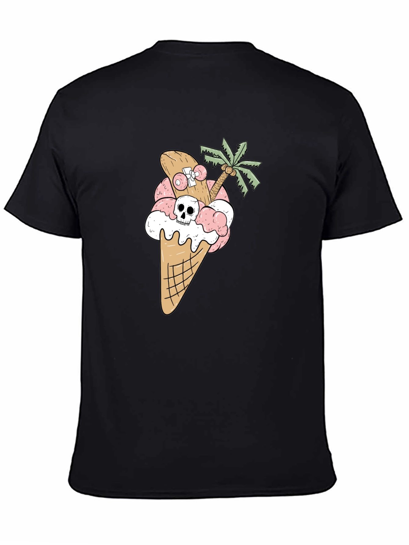 Skateboarding Skull Ice Cream Cone Tee