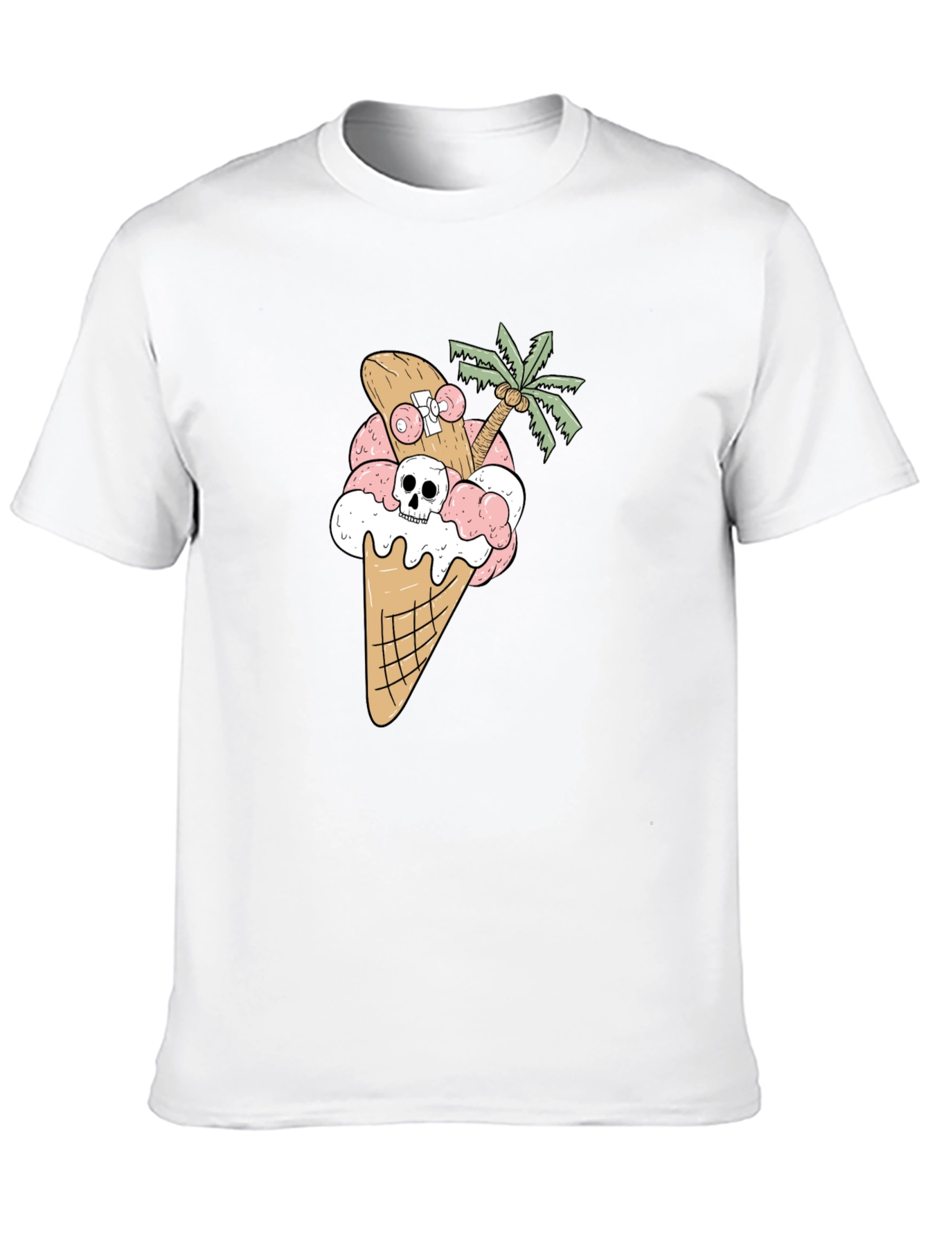 Skateboarding Skull Ice Cream Cone Tee