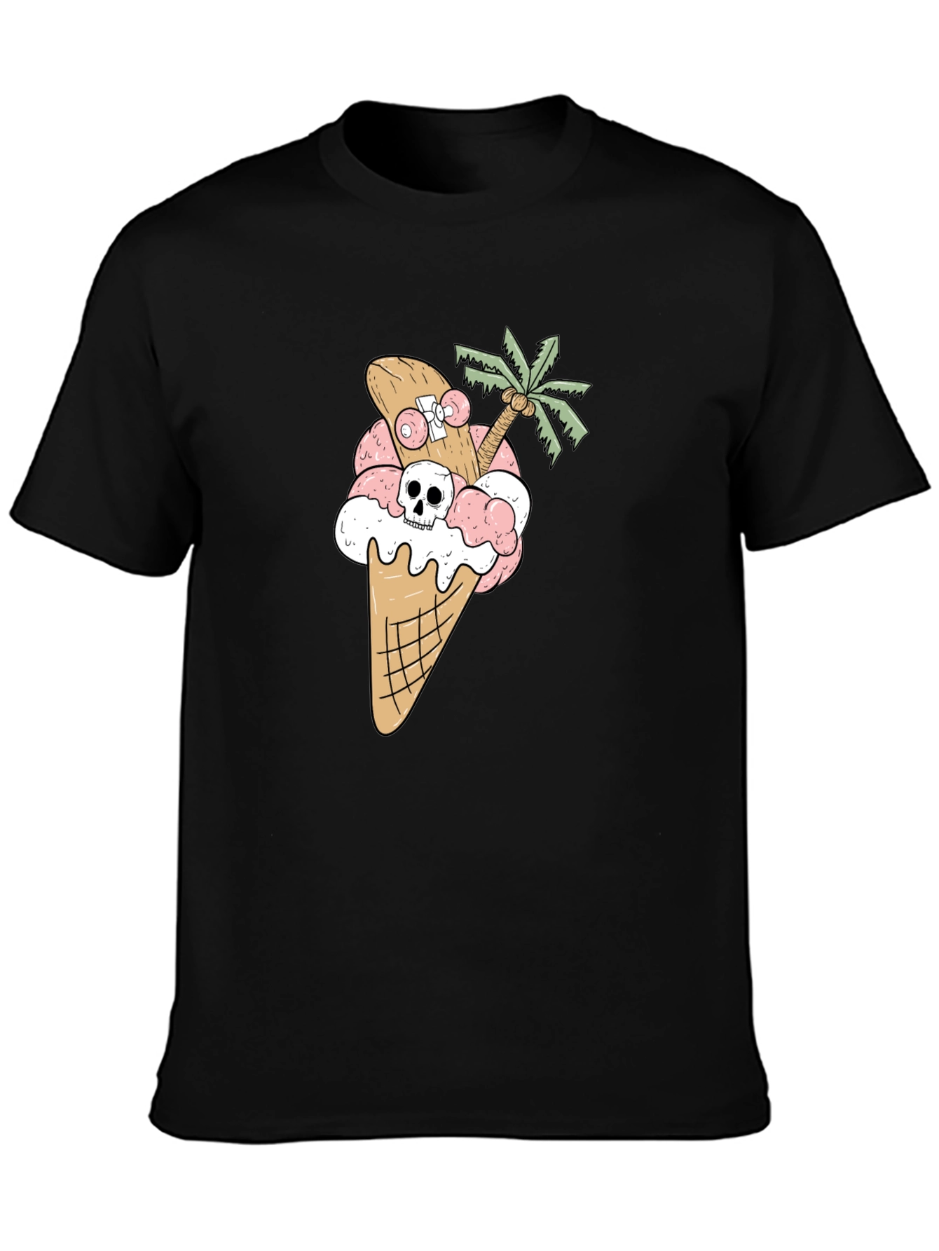 Skateboarding Skull Ice Cream Cone Tee