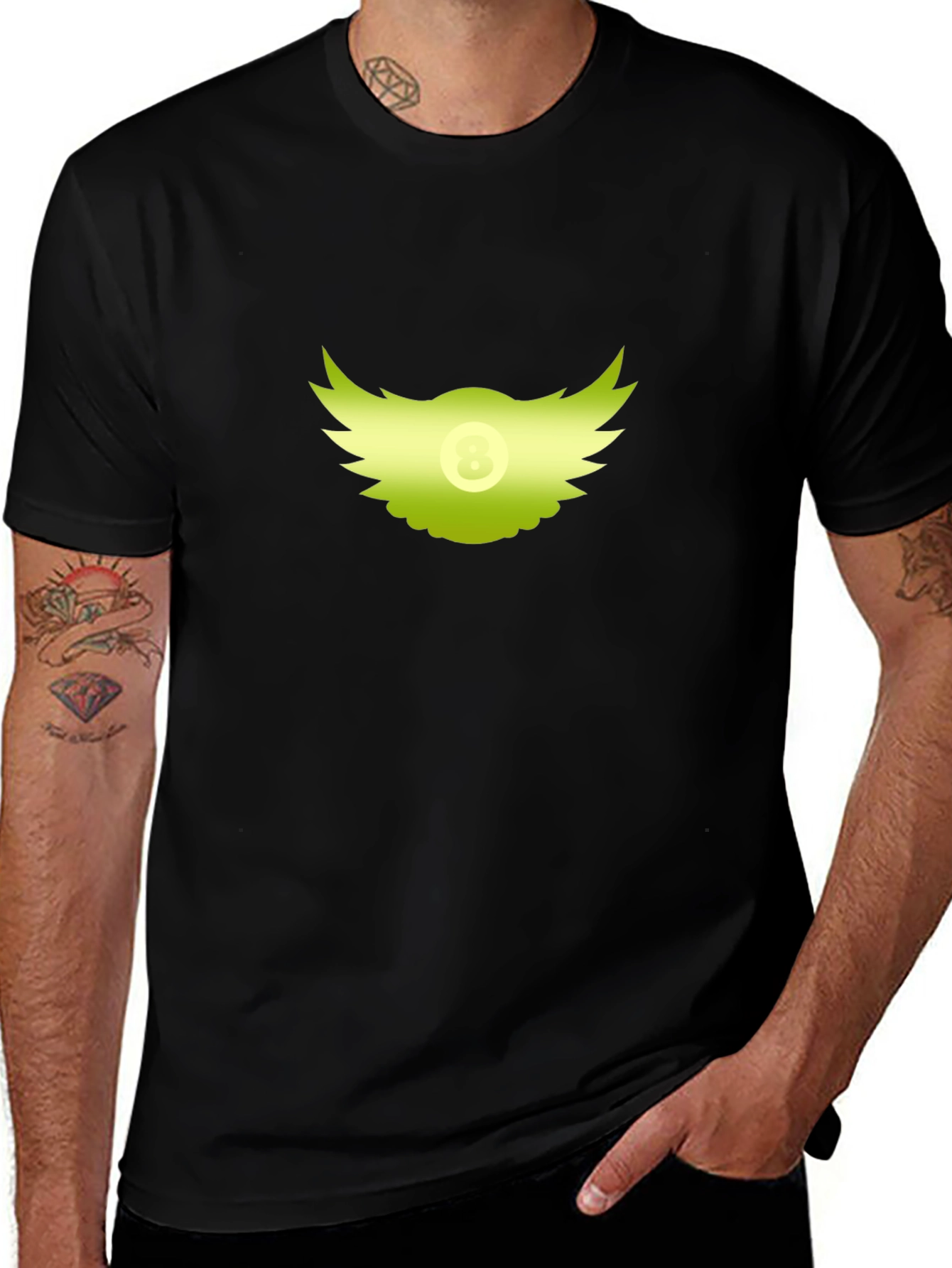Winged 8-Ball Graphic Black T-Shirt