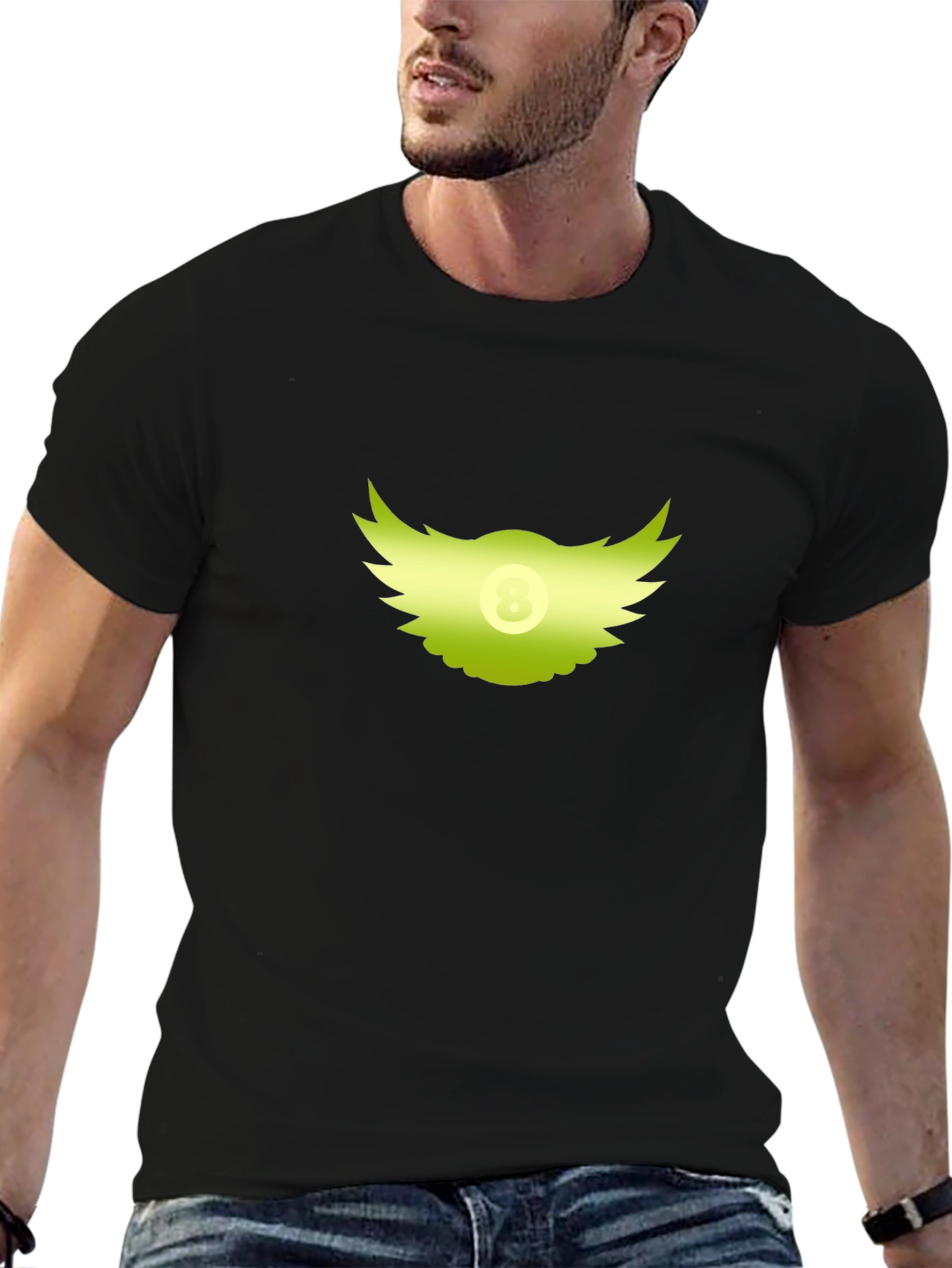 Winged 8-Ball Graphic Black T-Shirt