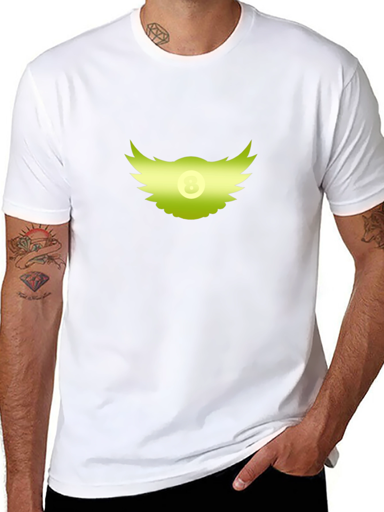 Winged 8-Ball Graphic Black T-Shirt
