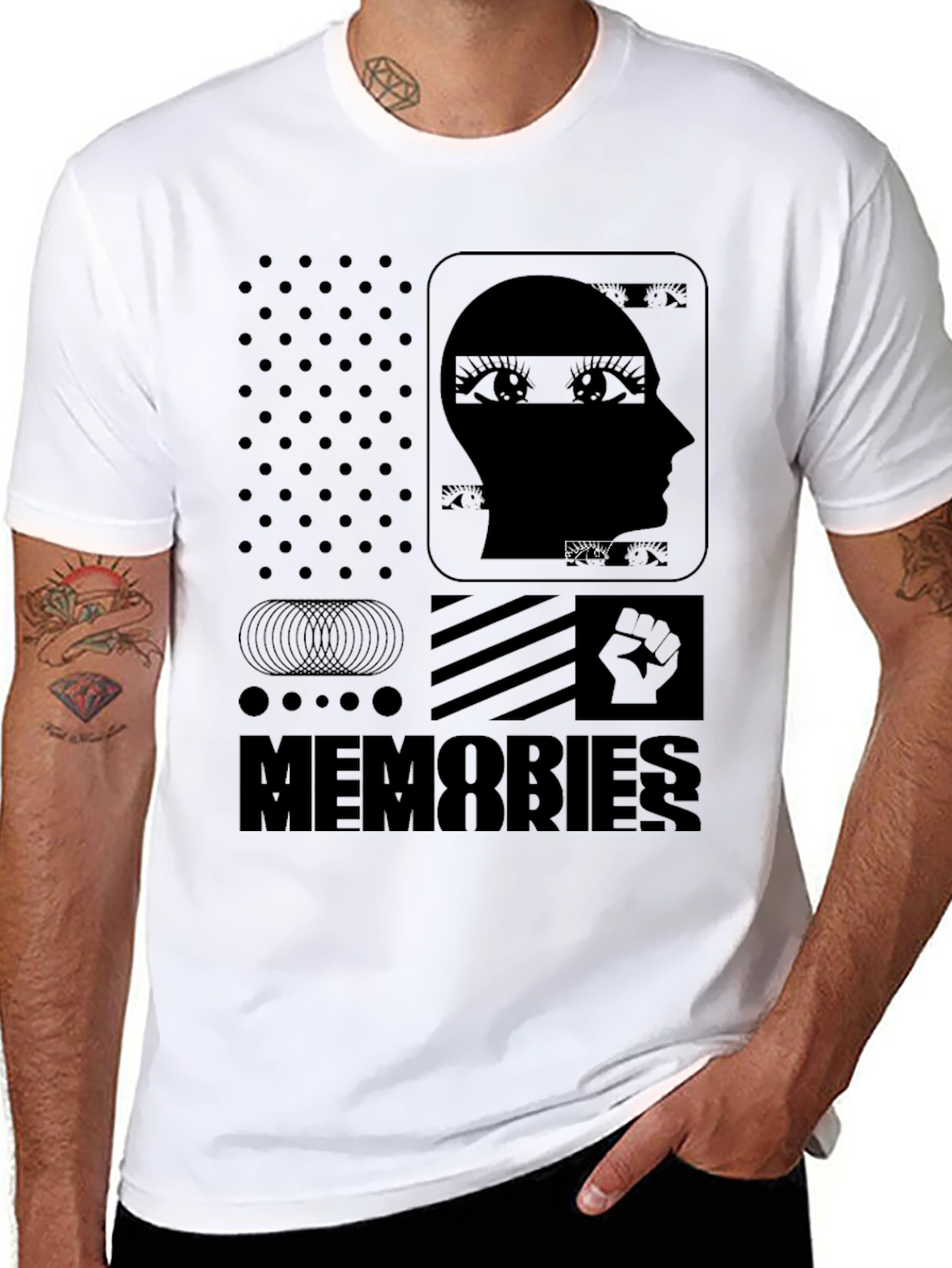 Memories Graphic Print Black T-Shirt