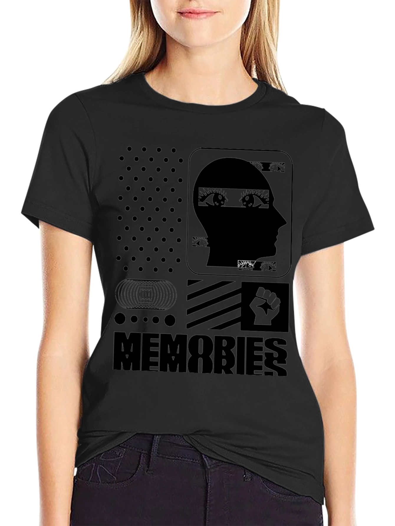 Memories Graphic Print Black T-Shirt