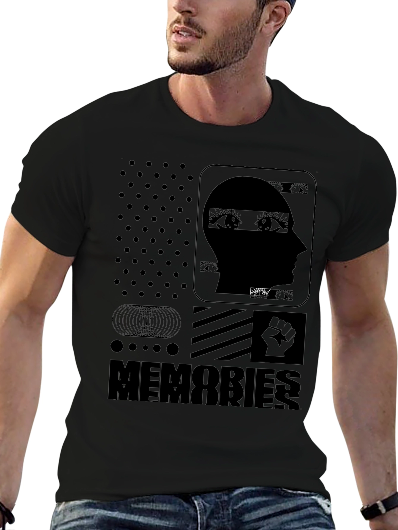 Memories Graphic Print Black T-Shirt