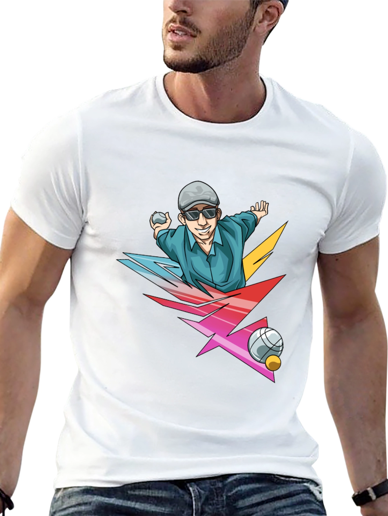 Funky Bocce Ball Graphic T-Shirt