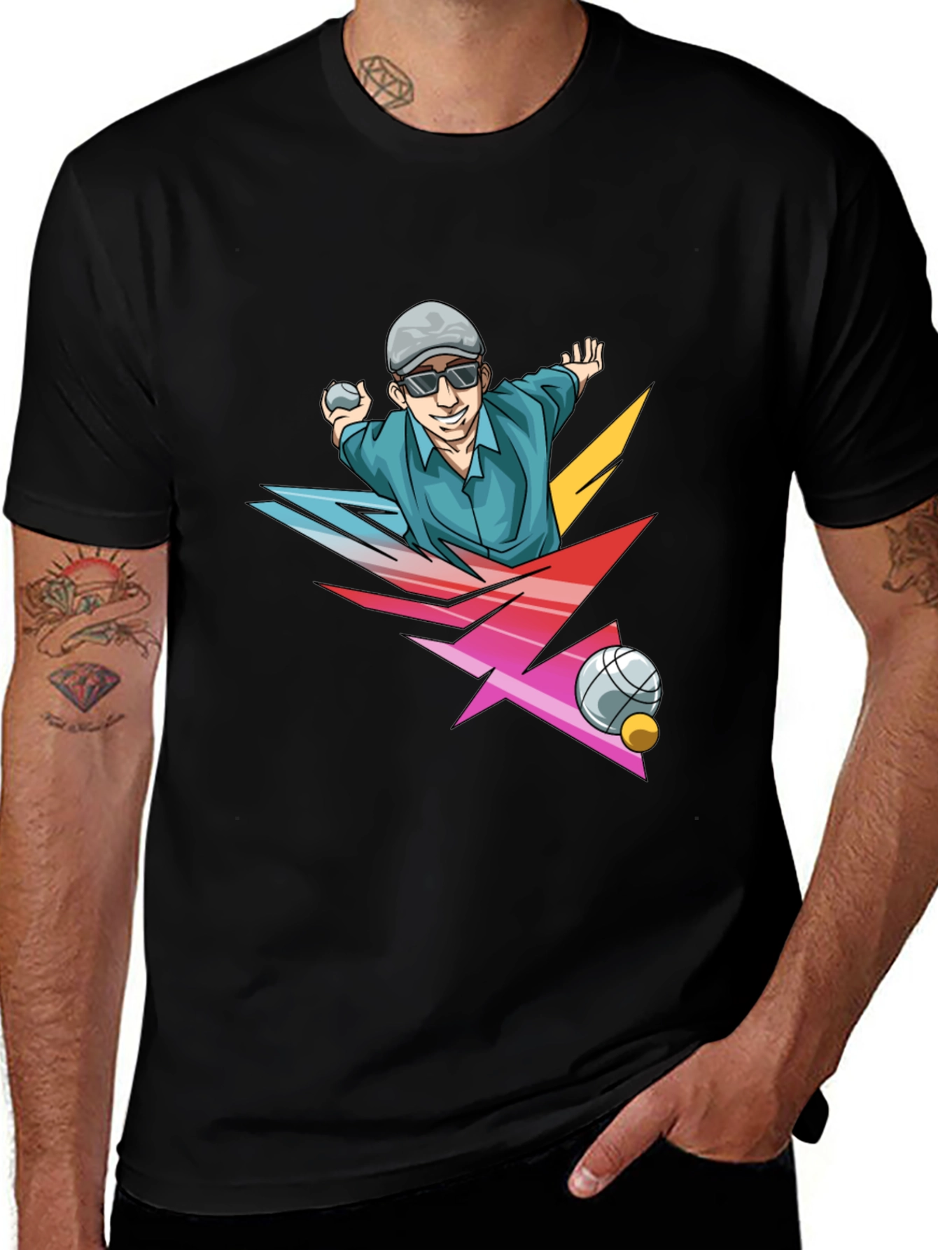 Funky Bocce Ball Graphic T-Shirt