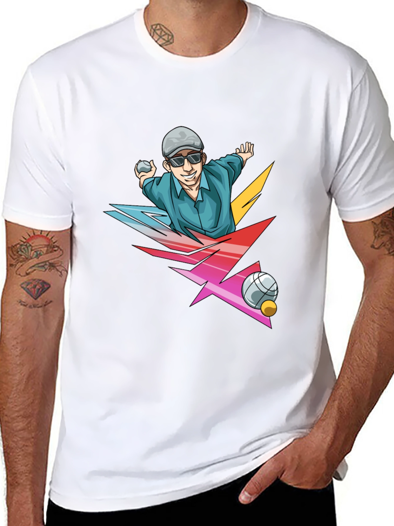 Funky Bocce Ball Graphic T-Shirt