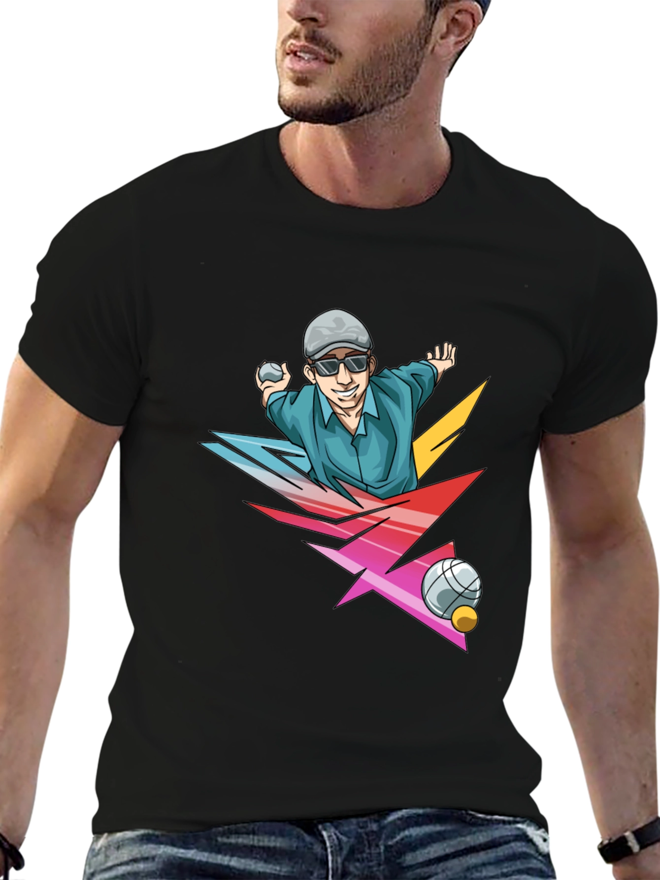 Funky Bocce Ball Graphic T-Shirt