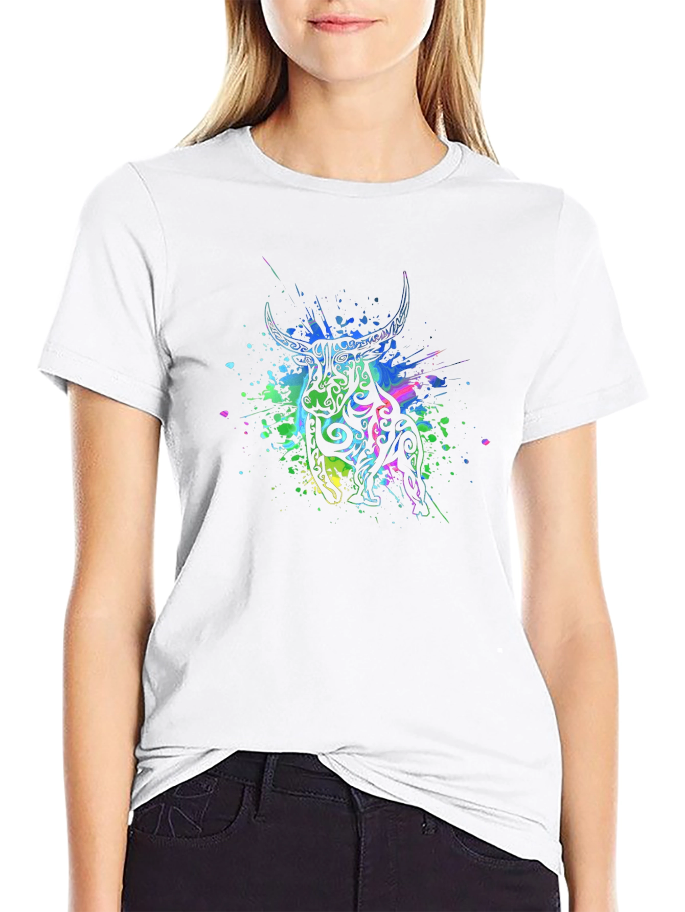 Tribal Bull Graphic Black T-Shirt