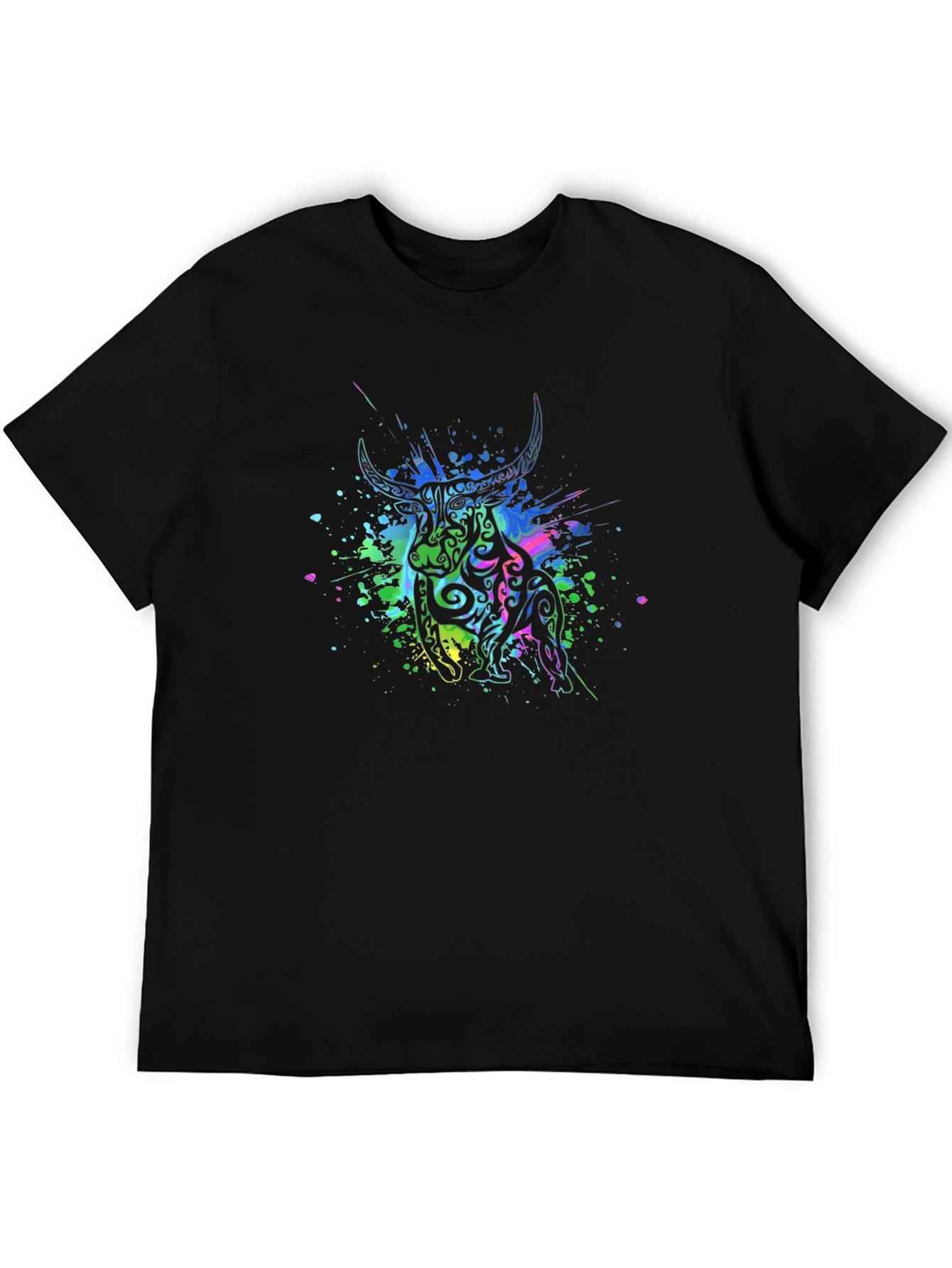 Tribal Bull Graphic Black T-Shirt