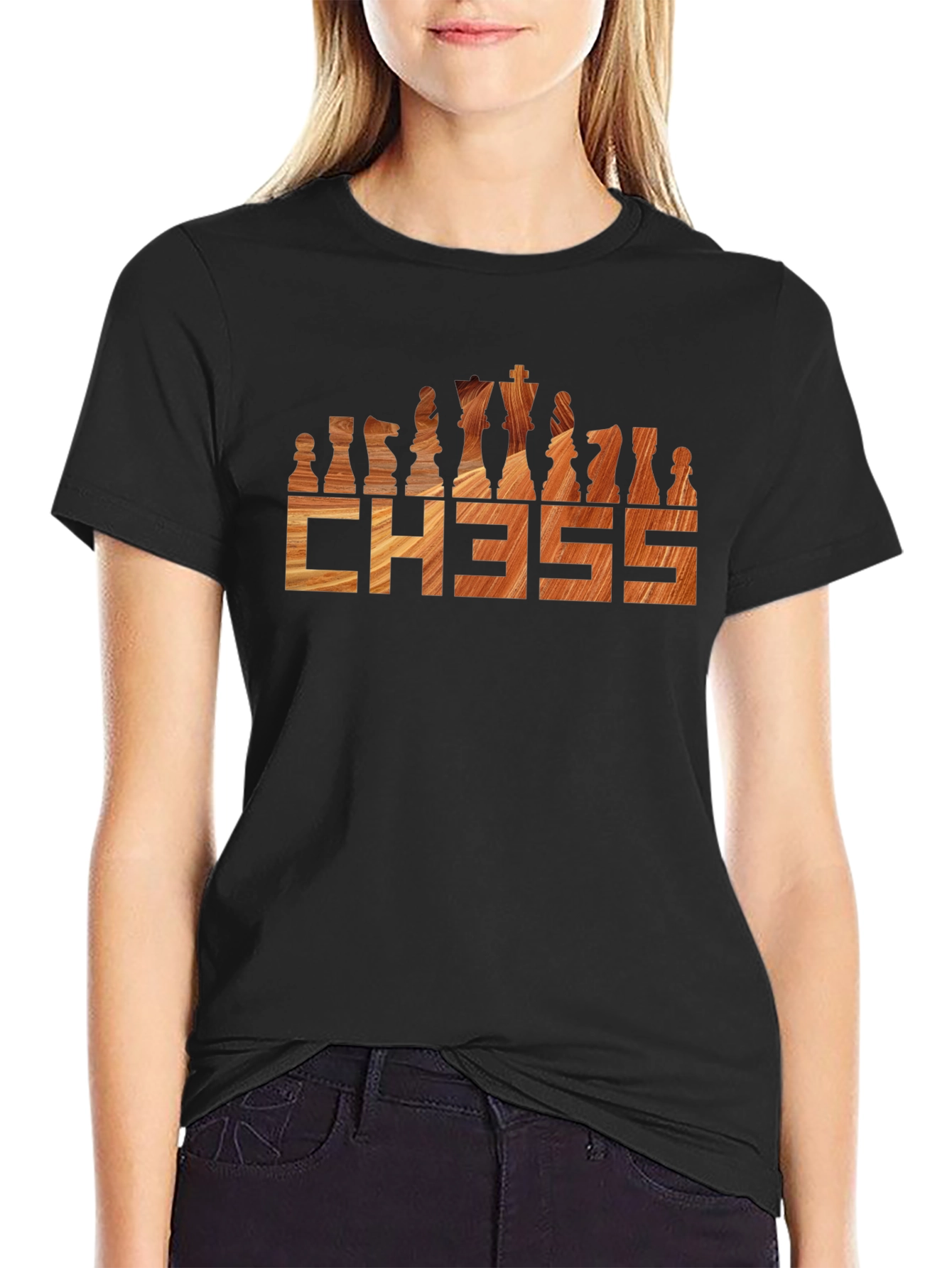 Chess T-Shirt - Wood Grain Design