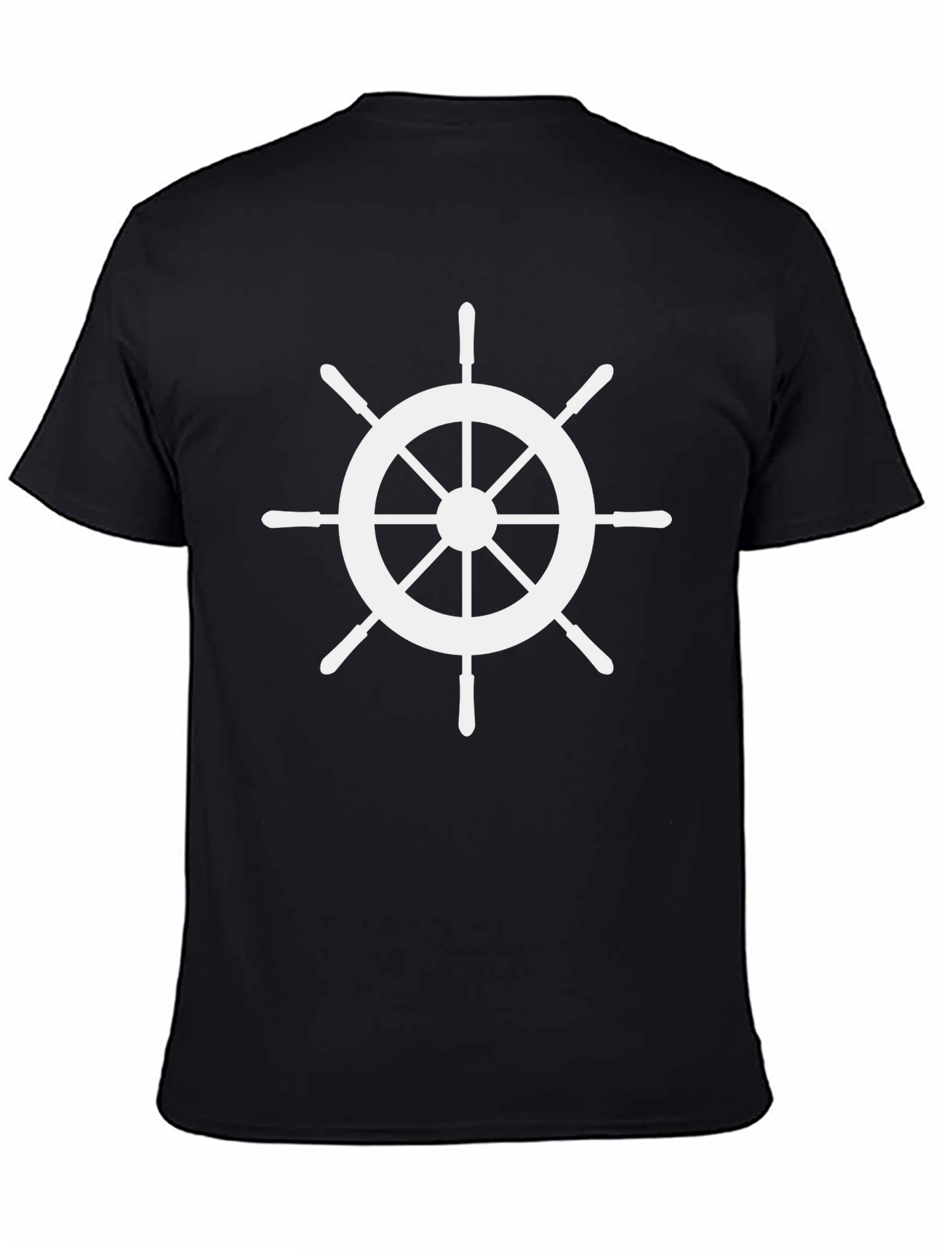 Nautical Wheel Graphic Tee - Black Cotton Comfort