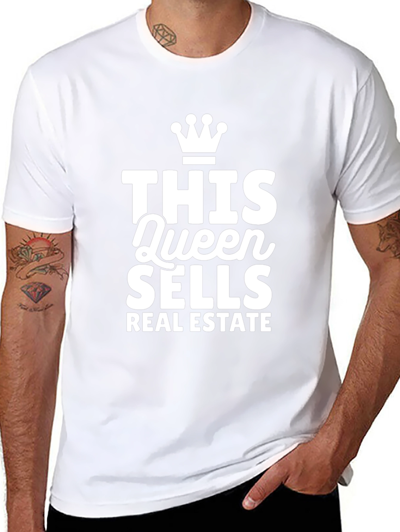 Queen Sells Real Estate Black T-Shirt