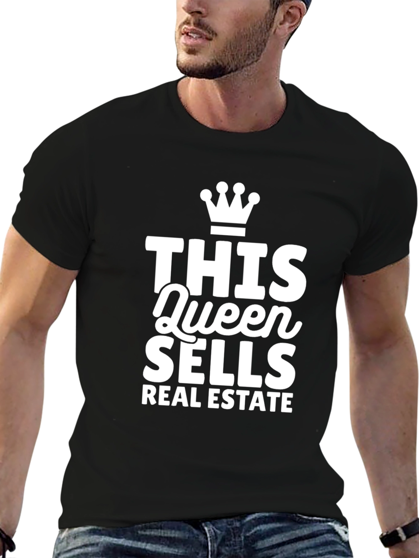 Queen Sells Real Estate Black T-Shirt