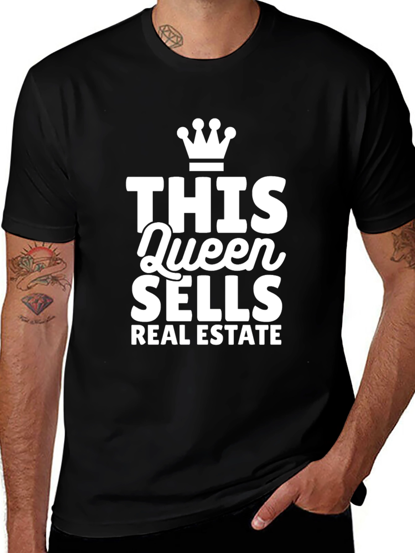 Queen Sells Real Estate Black T-Shirt