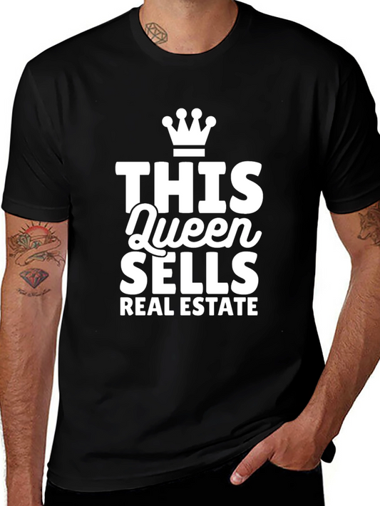Queen Sells Real Estate Black T-Shirt