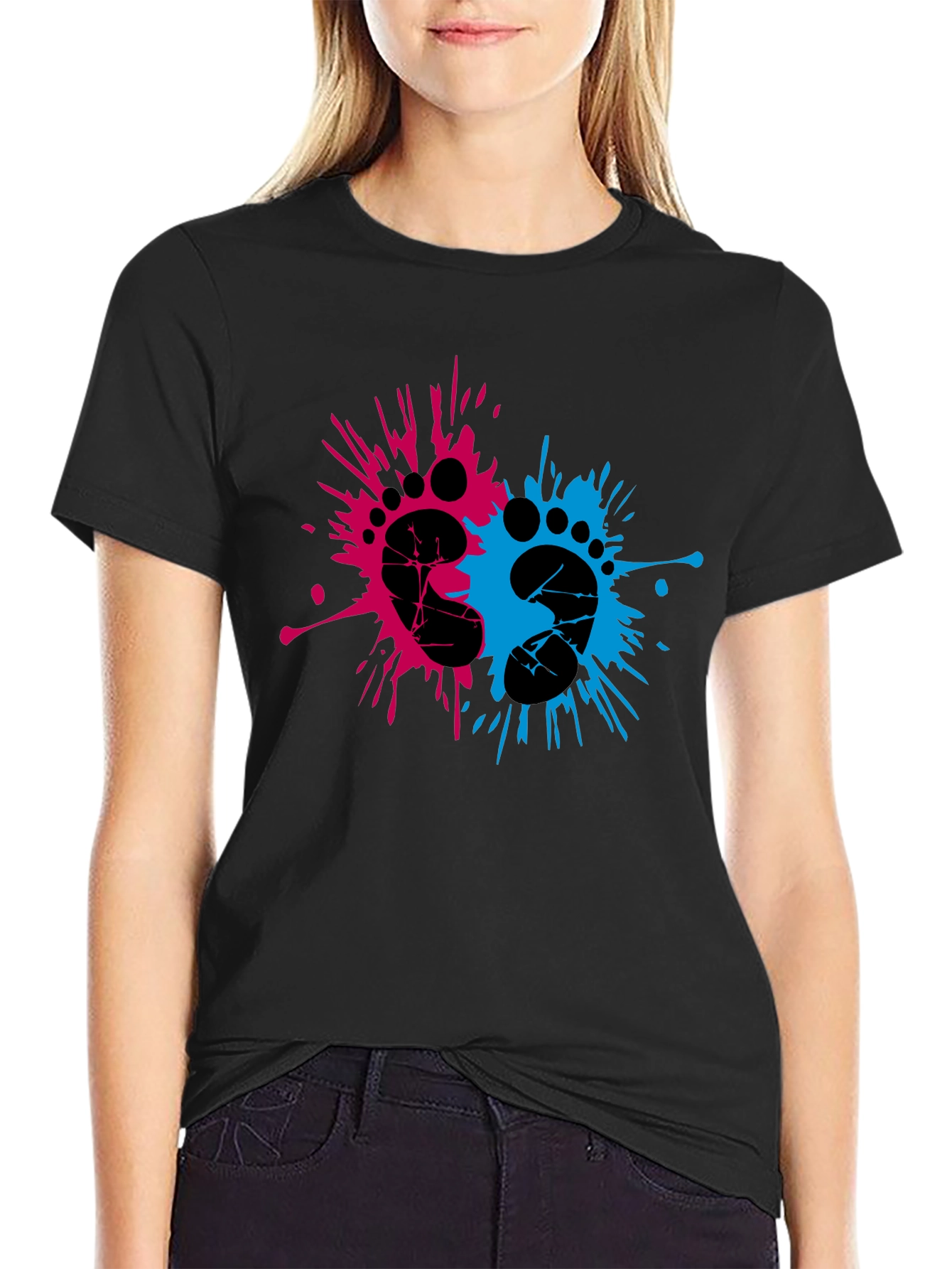 Gender Reveal Footprint Splatter T-Shirt