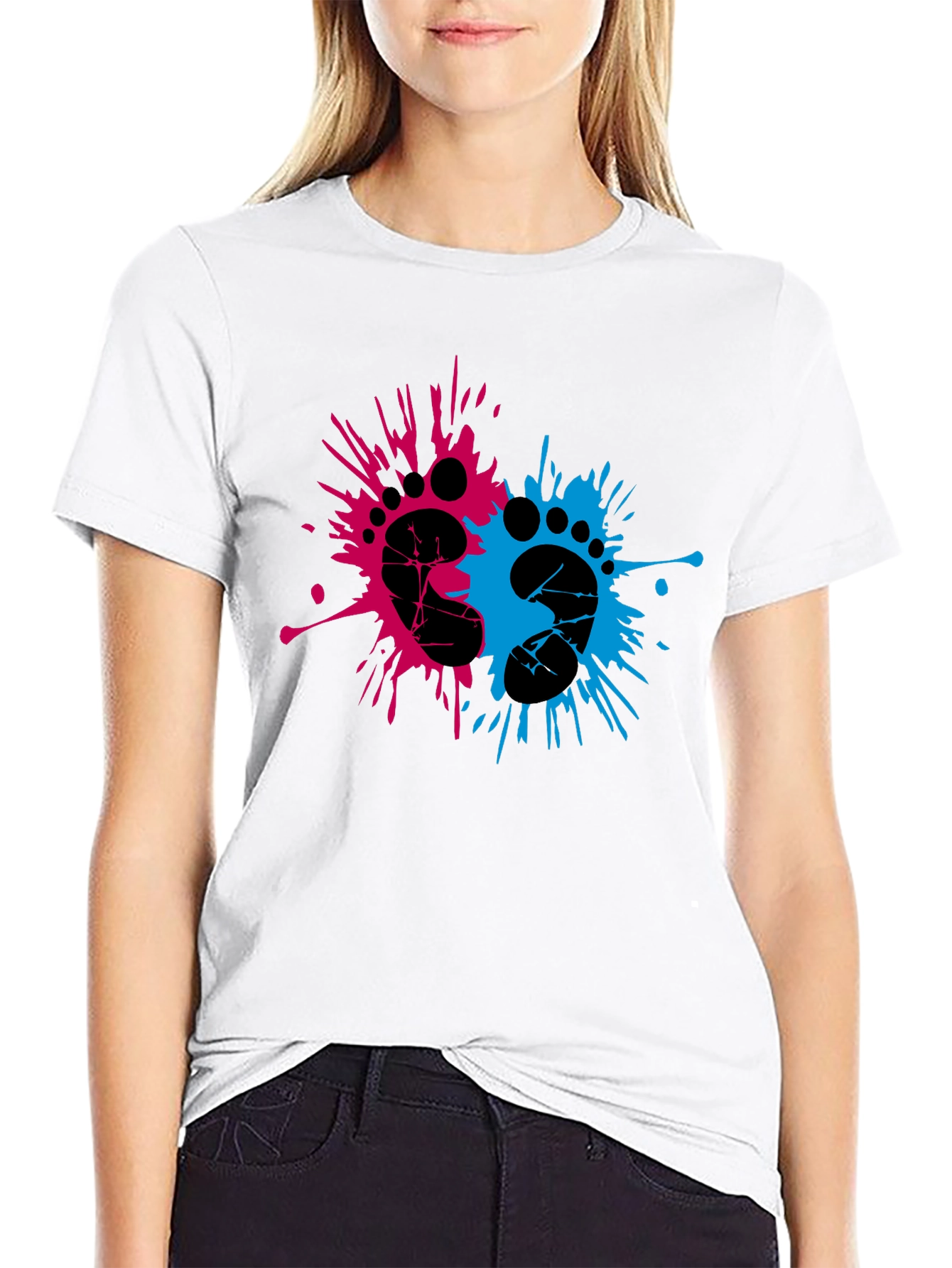 Gender Reveal Footprint Splatter T-Shirt