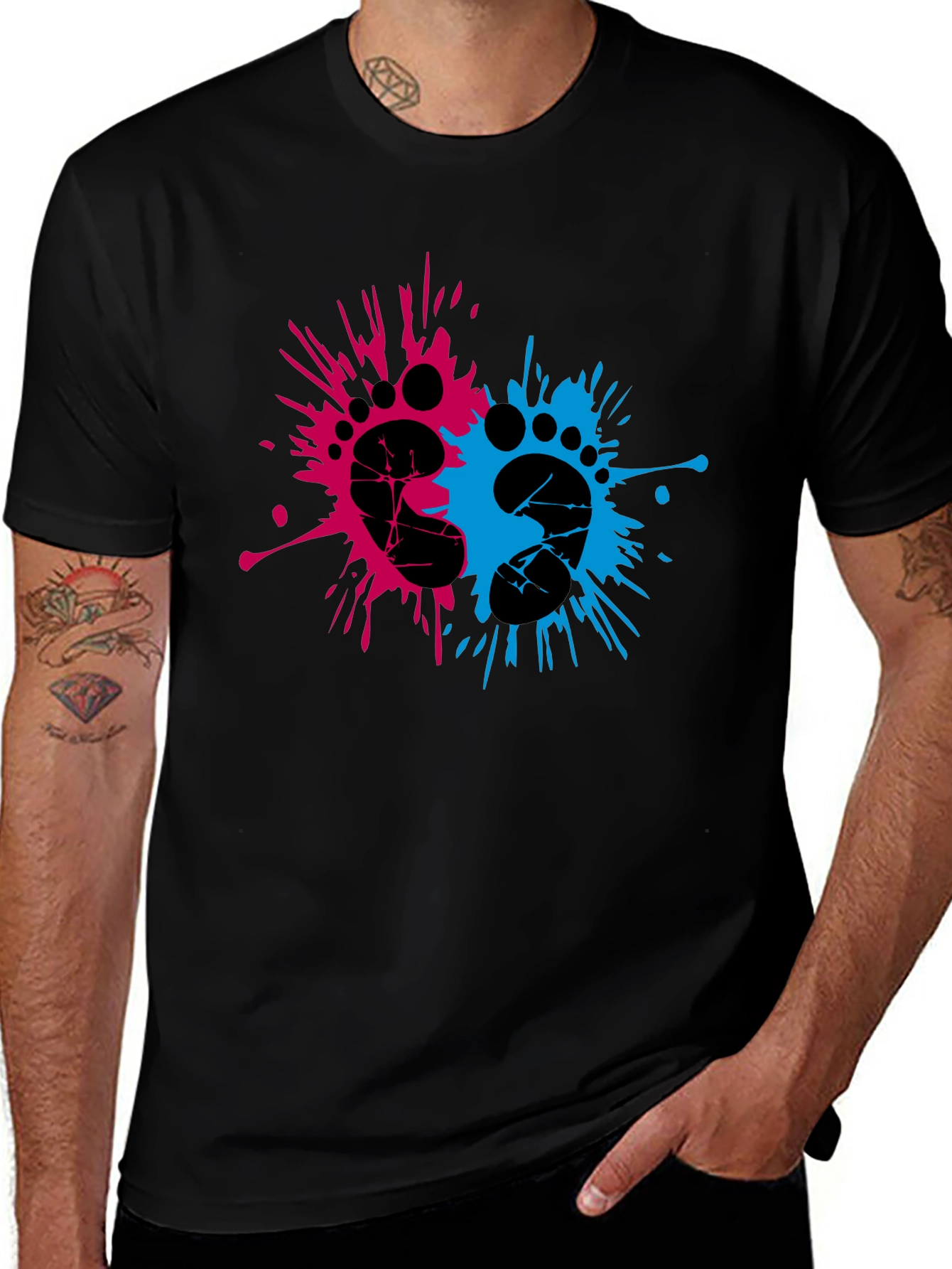 Gender Reveal Footprint Splatter T-Shirt