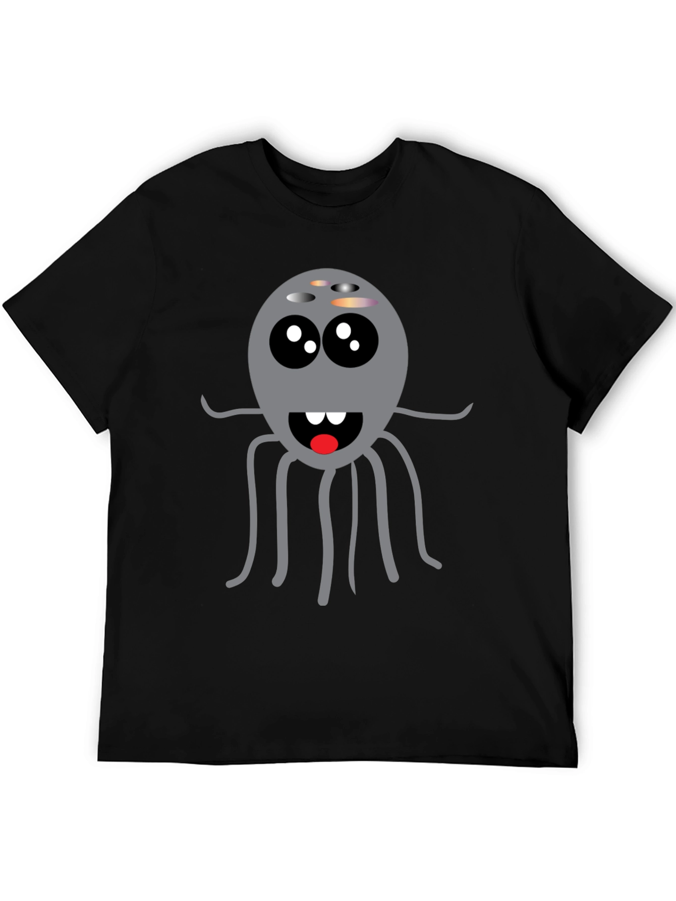 Cute Cartoon Octopus Graphic Black T-Shirt